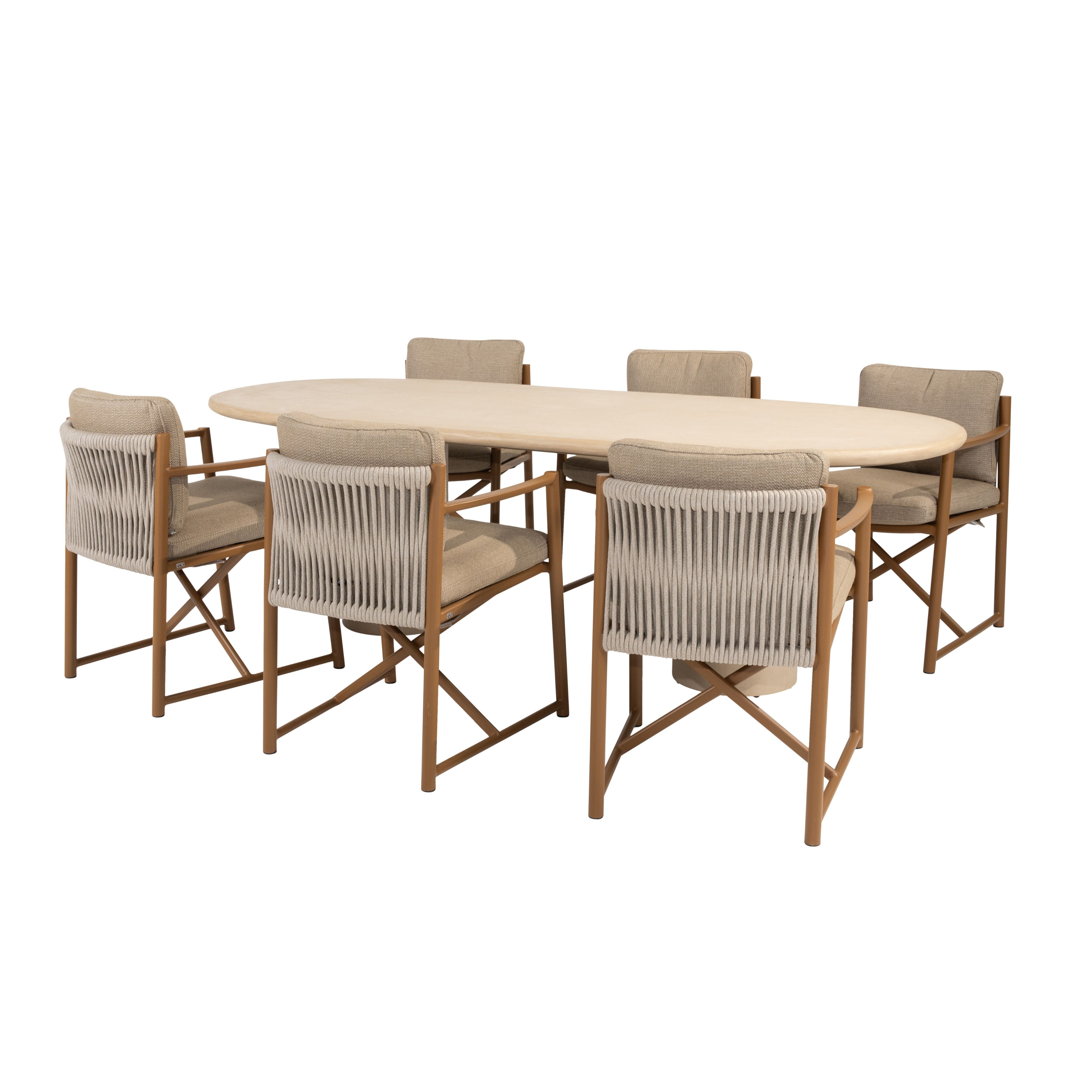 Tuinset Marina | Eettafel Hampton 240cm | 6x Eetstoel Marina