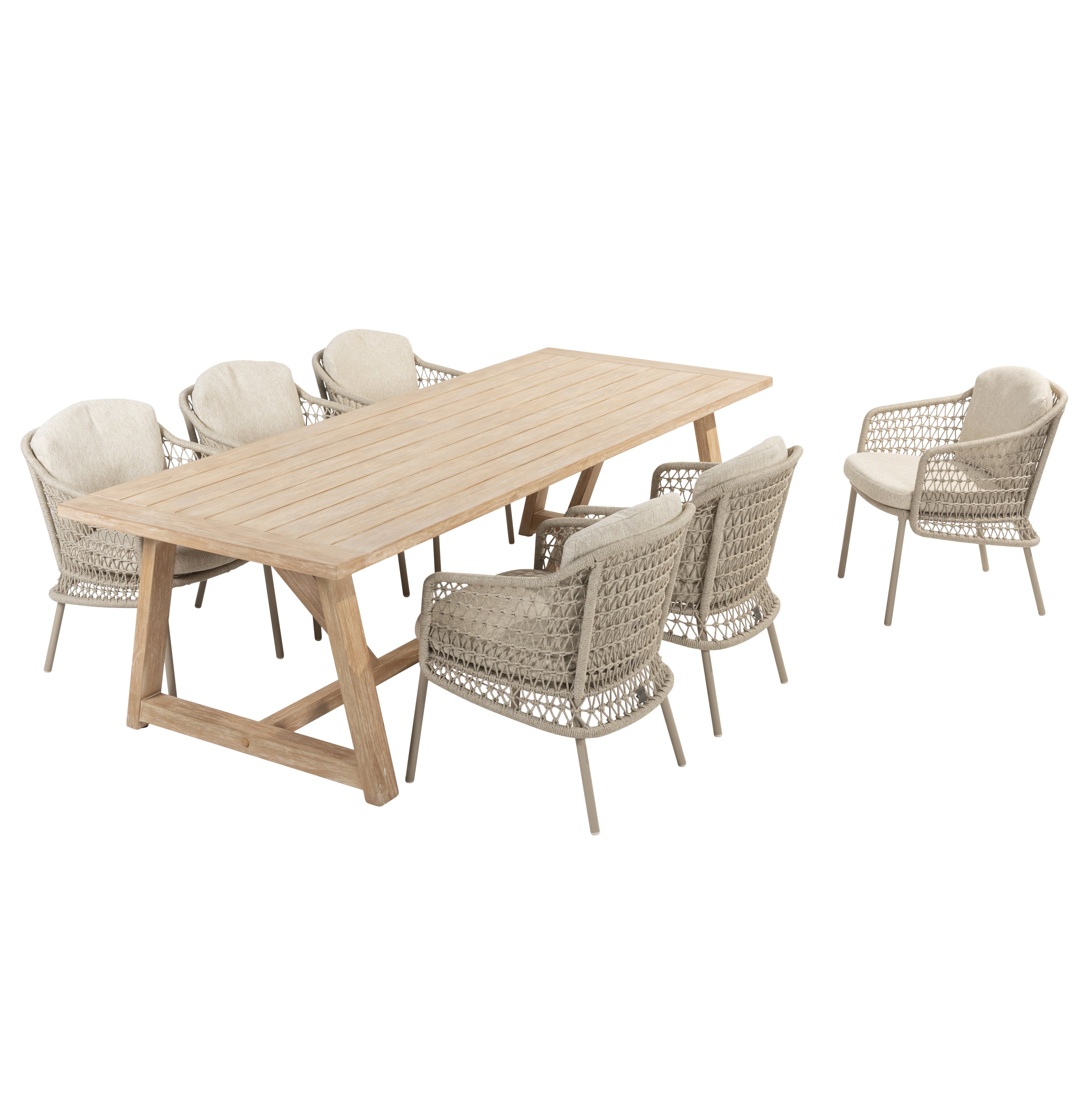 Tuinset Puccini | Eettafel Noah | 6x Eetstoel Puccini