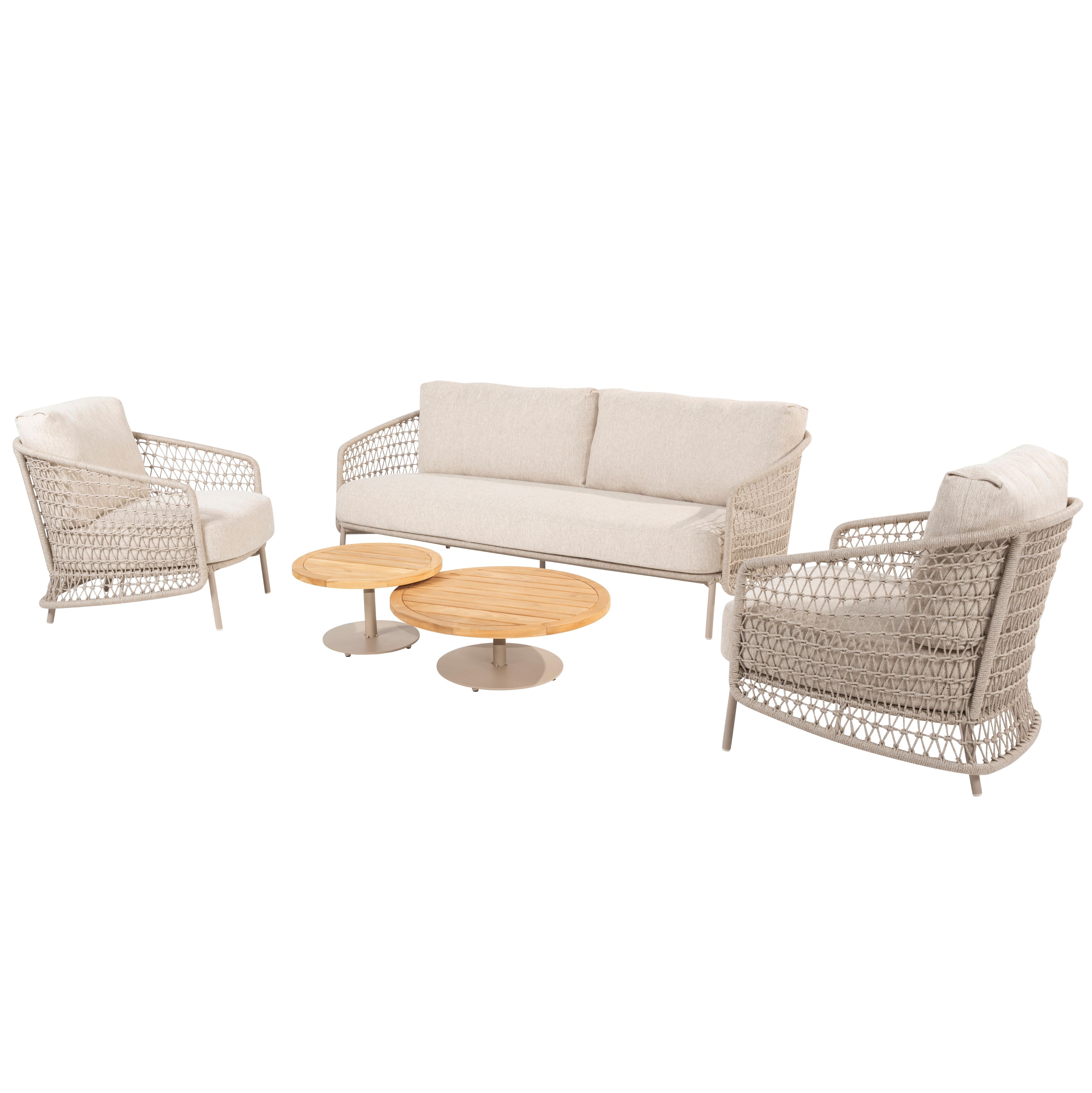 Loungeset Puccini | Tuinbank | 2x Loungestoel | Salontafels Volta
