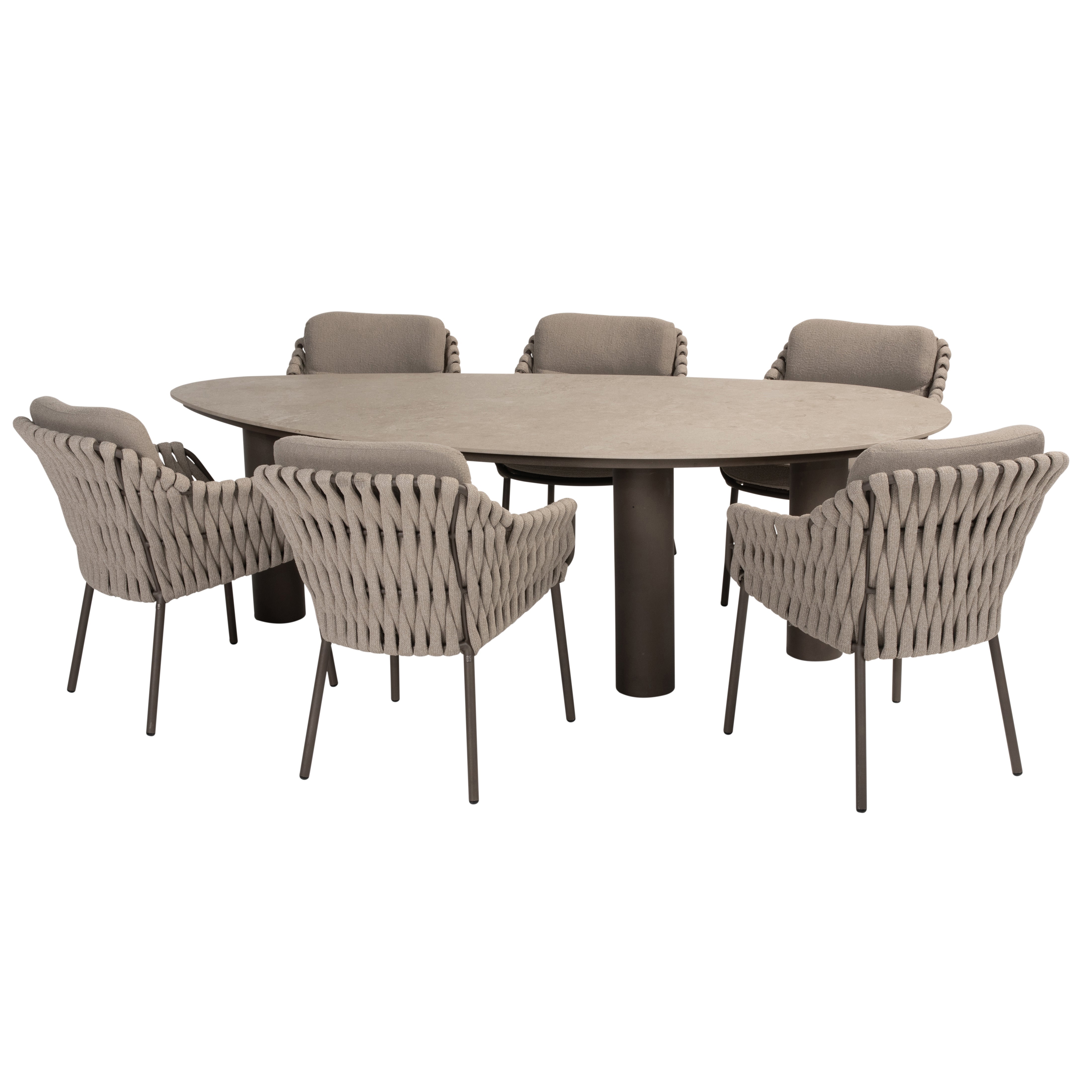 Tuinset Montera | Eettafel Arizona Organisch | 6x Eetstoel Montera