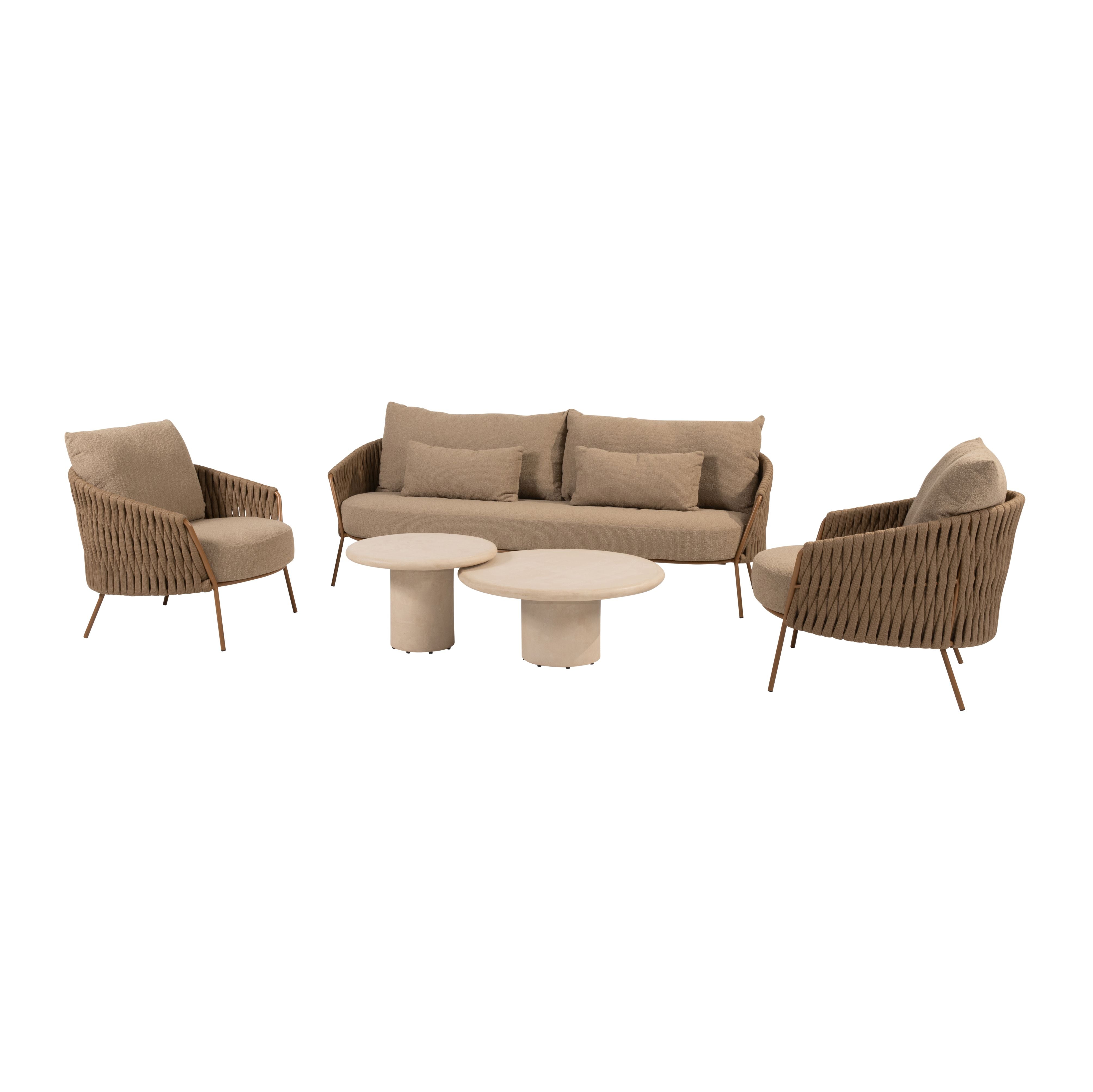 Loungeset Molina | Tuinbank | 2x Loungestoel | Salontafels Hampton