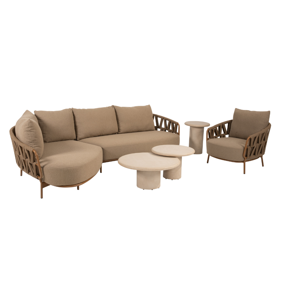 Loungeset Biarritz | Tuinbank Met Ligelement | 1x Loungestoel | Salontafels Hampton