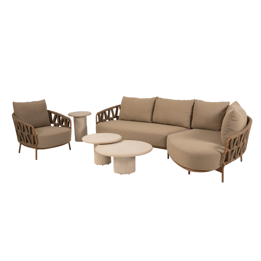 Loungeset Biarritz | Tuinbank Met Ligelement | 1x Loungestoel | Salontafels Hampton