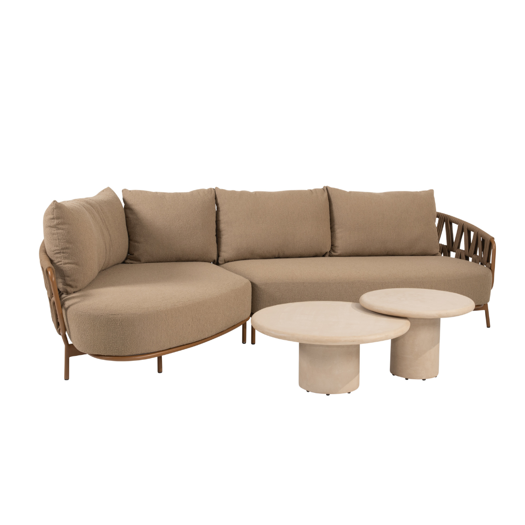 Loungeset Biarritz | Tuinbank Met Ligelement | 1x Loungestoel | Salontafels Hampton