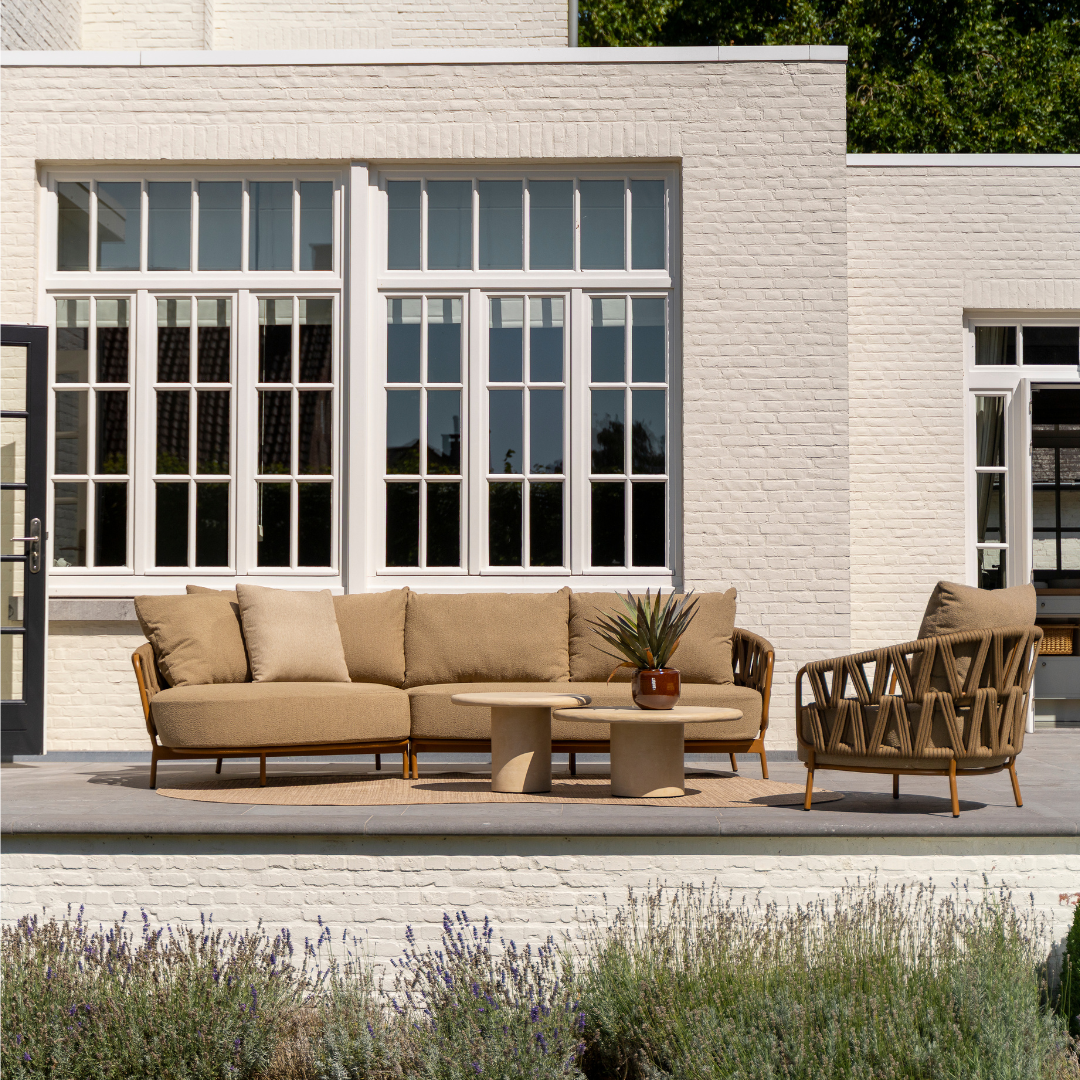 Loungeset Biarritz | Tuinbank Met Ligelement | 1x Loungestoel | Salontafels Hampton