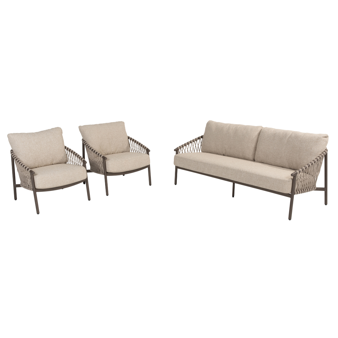 Loungeset Allora Terre | Tuinbank | 2x Loungestoel