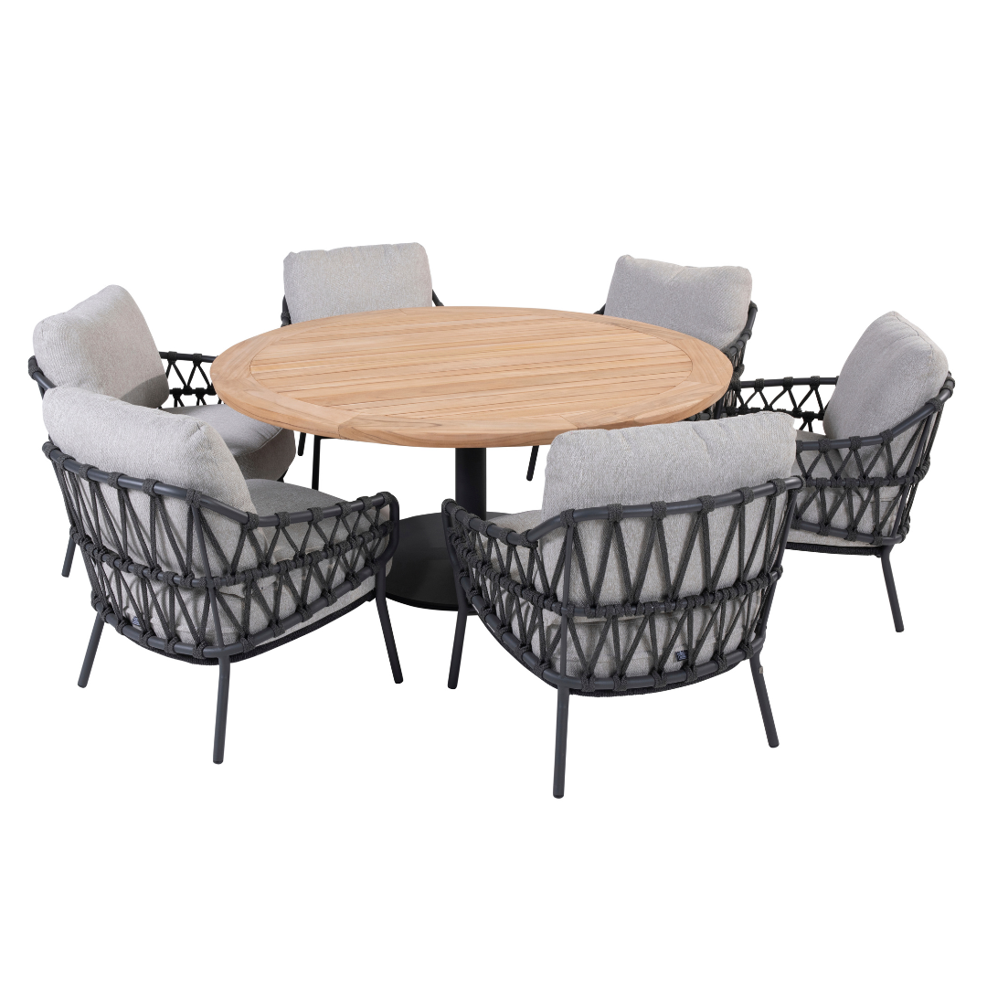 Low Dining Calpi | Low Dining Tafel Saba Rond | 6x Low Dining Stoel Calpi