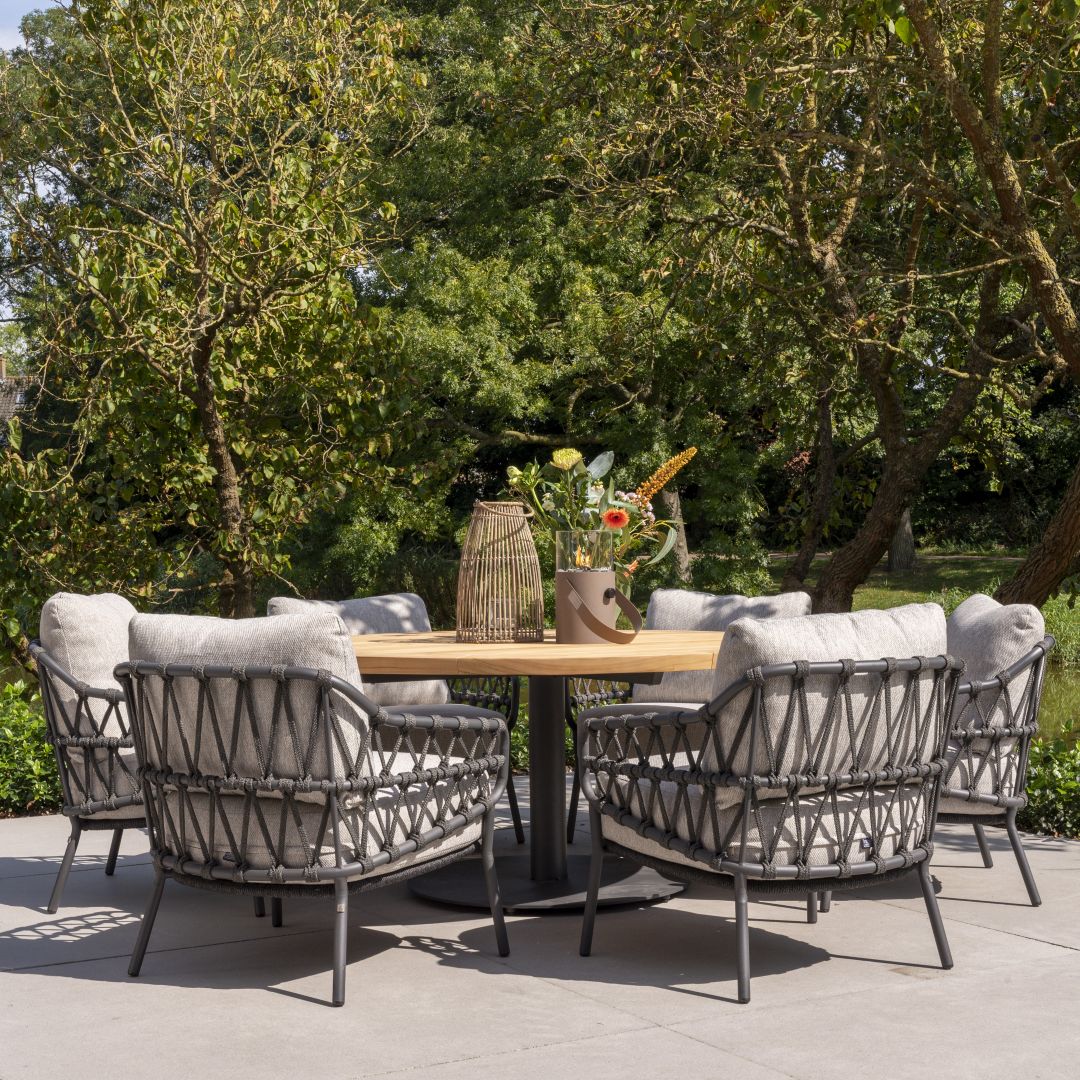 Low Dining Calpi | Low Dining Tafel Saba Rond | 6x Low Dining Stoel Calpi