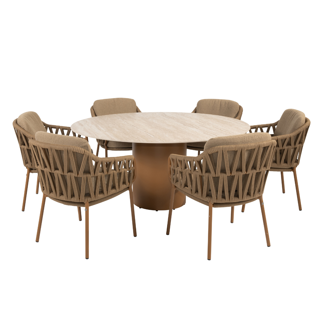 Low Dining Biarritz | Low Dining Tafel Colorado Rond | 6x Low Dining Stoel Biarritz