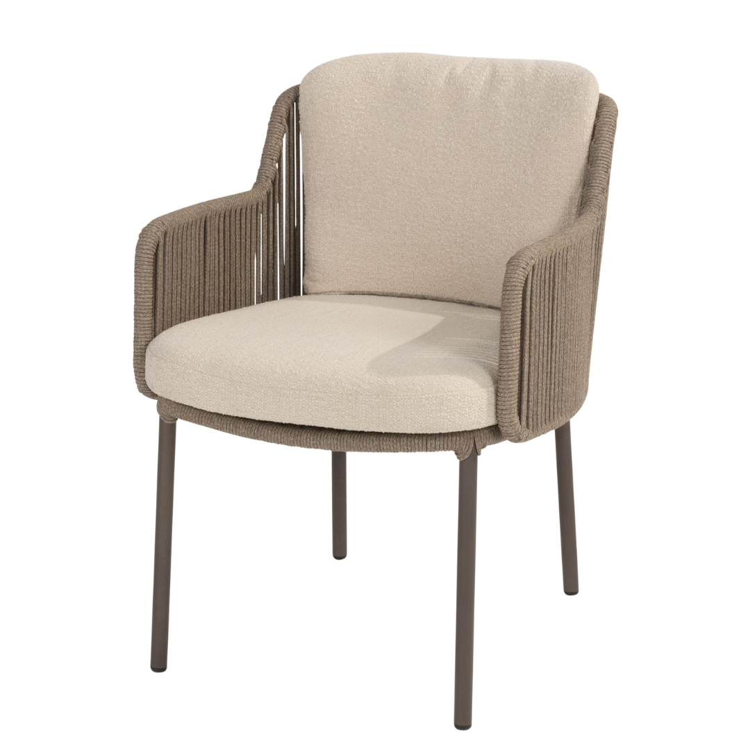 Tuinset Bernini Terre | Eettafel Corsica Rond | 6x Eetstoel Bernini Terre
