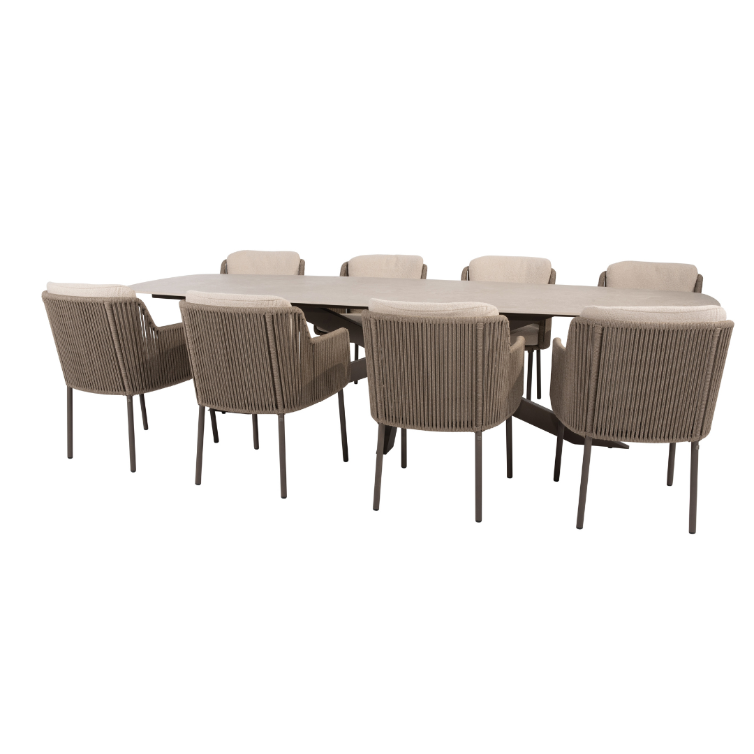 Tuinset Bernini Terre | Eettafel Prado 300cm | 8x Eetstoel Bernini Terre