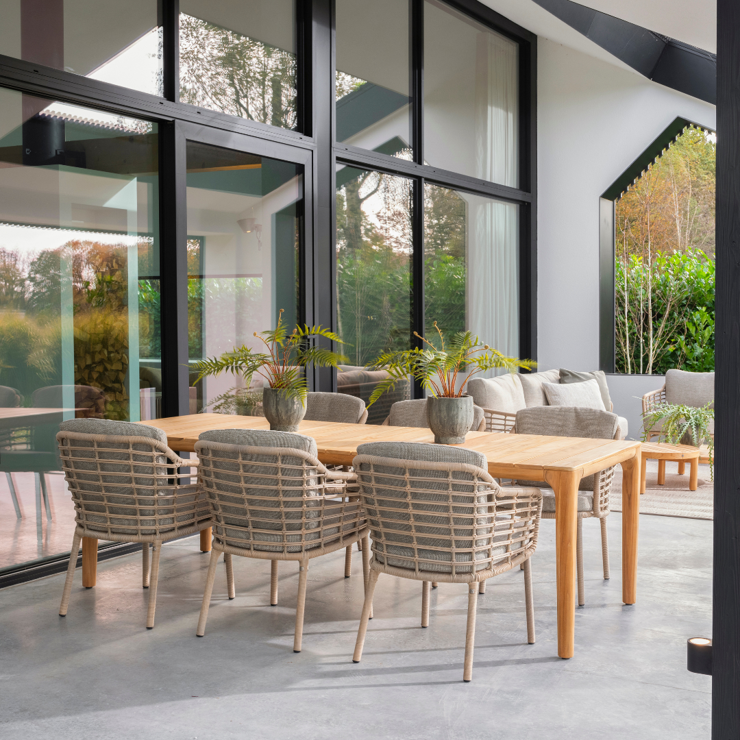 Tuinset Como | Eettafel Liam | 6x Eetstoel Como