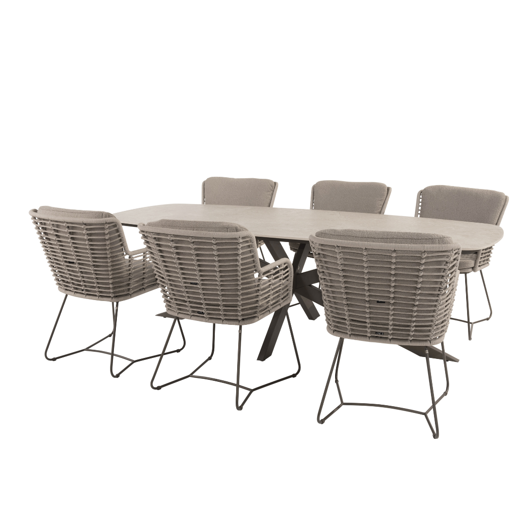 Tuinset Fabrice | Eettafel Prado 240cm | 6x Eetstoel Fabrice Terre