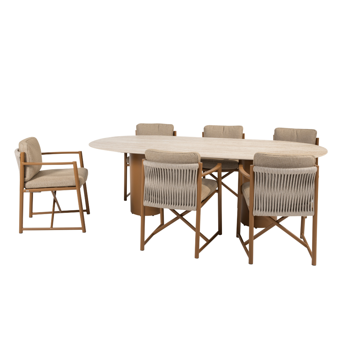 Tuinset Marina | Eettafel Colorado | 6x Eetstoel Marina