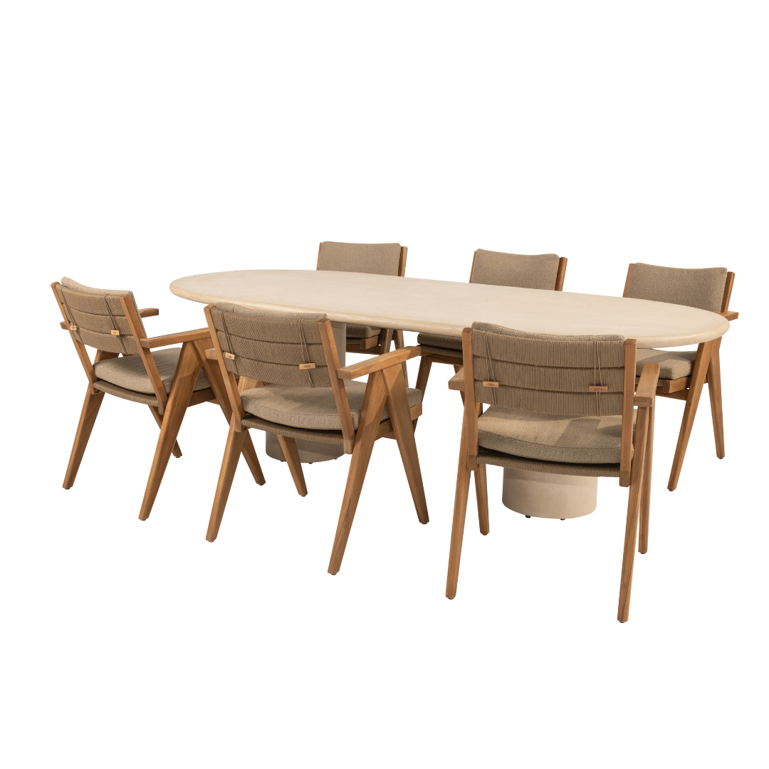 Tuinset Mats | Eettafel Hampton 240cm | 6x Eetstoel Mats