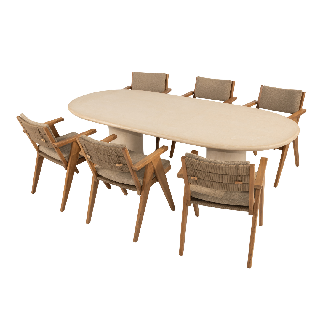Tuinset Mats | Eettafel Hampton 240cm | 6x Eetstoel Mats