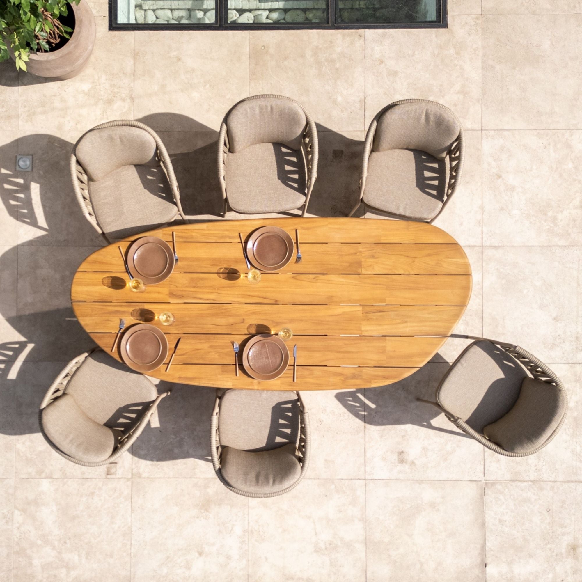 Tuinset Bernini Latte | Eettafel Estate | 6x Eetstoel Bernini Latte