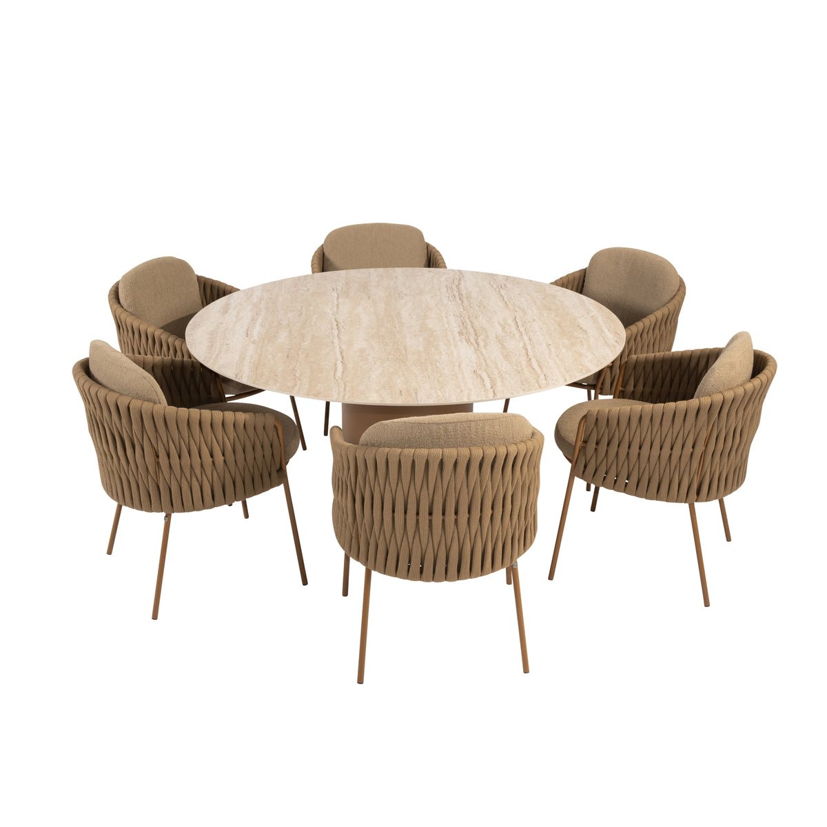 Tuinset Molina | Eettafel Colorado Rond | 6x Eetstoel Molina