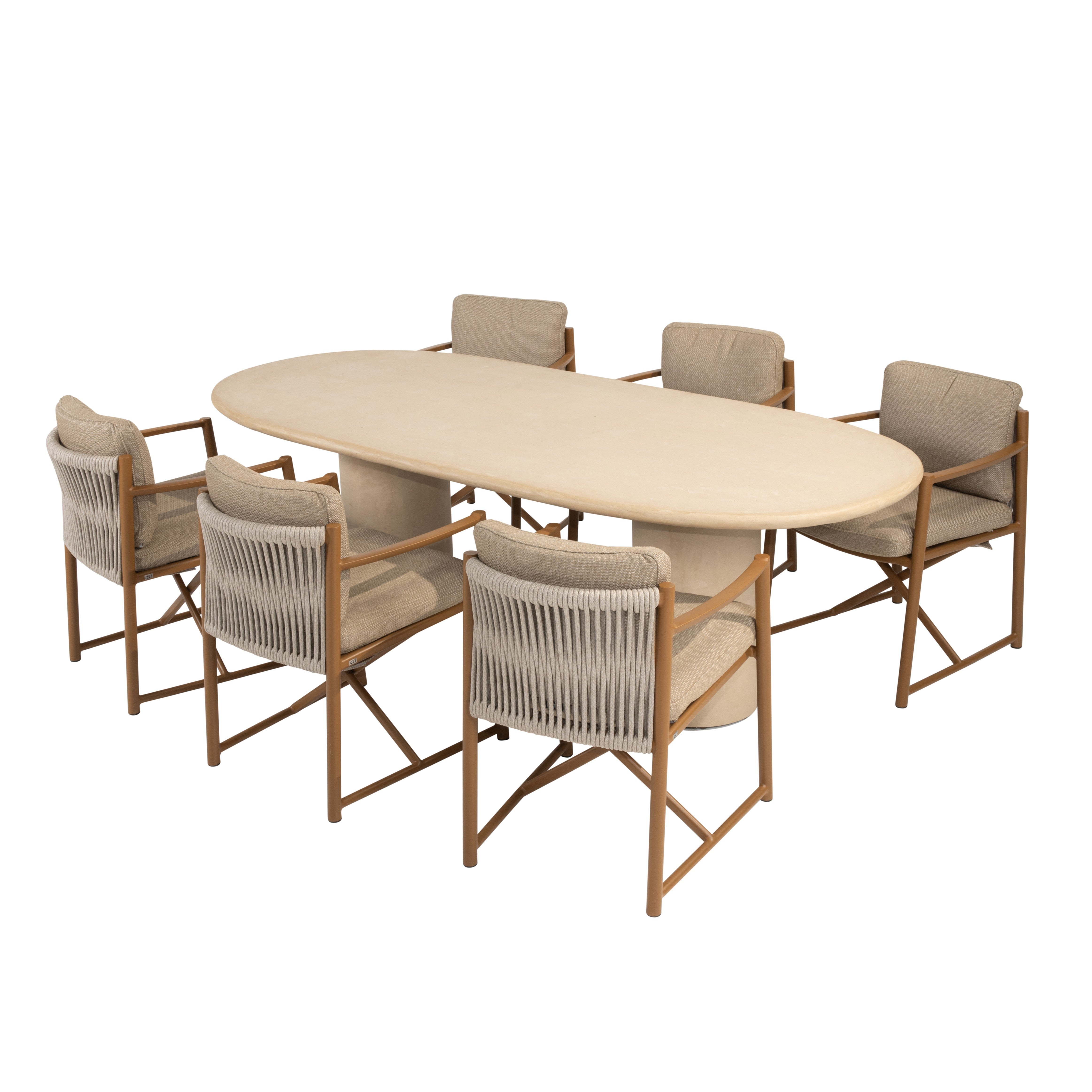 Tuinset Marina | Eettafel Hampton 240cm | 6x Eetstoel Marina