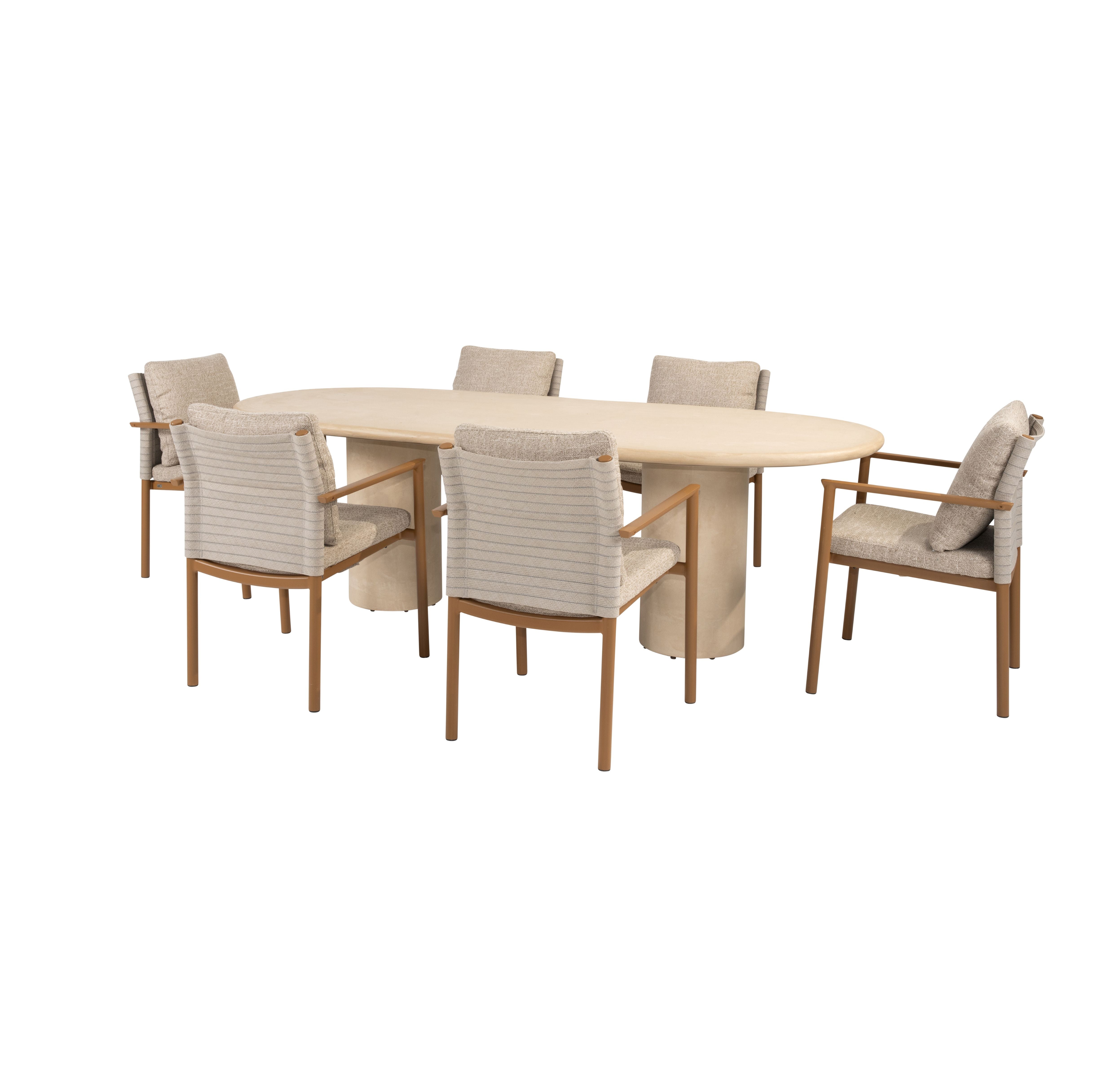 Tuinset Safina | Eettafel Hampton 240cm | 6x Eetstoel Safina