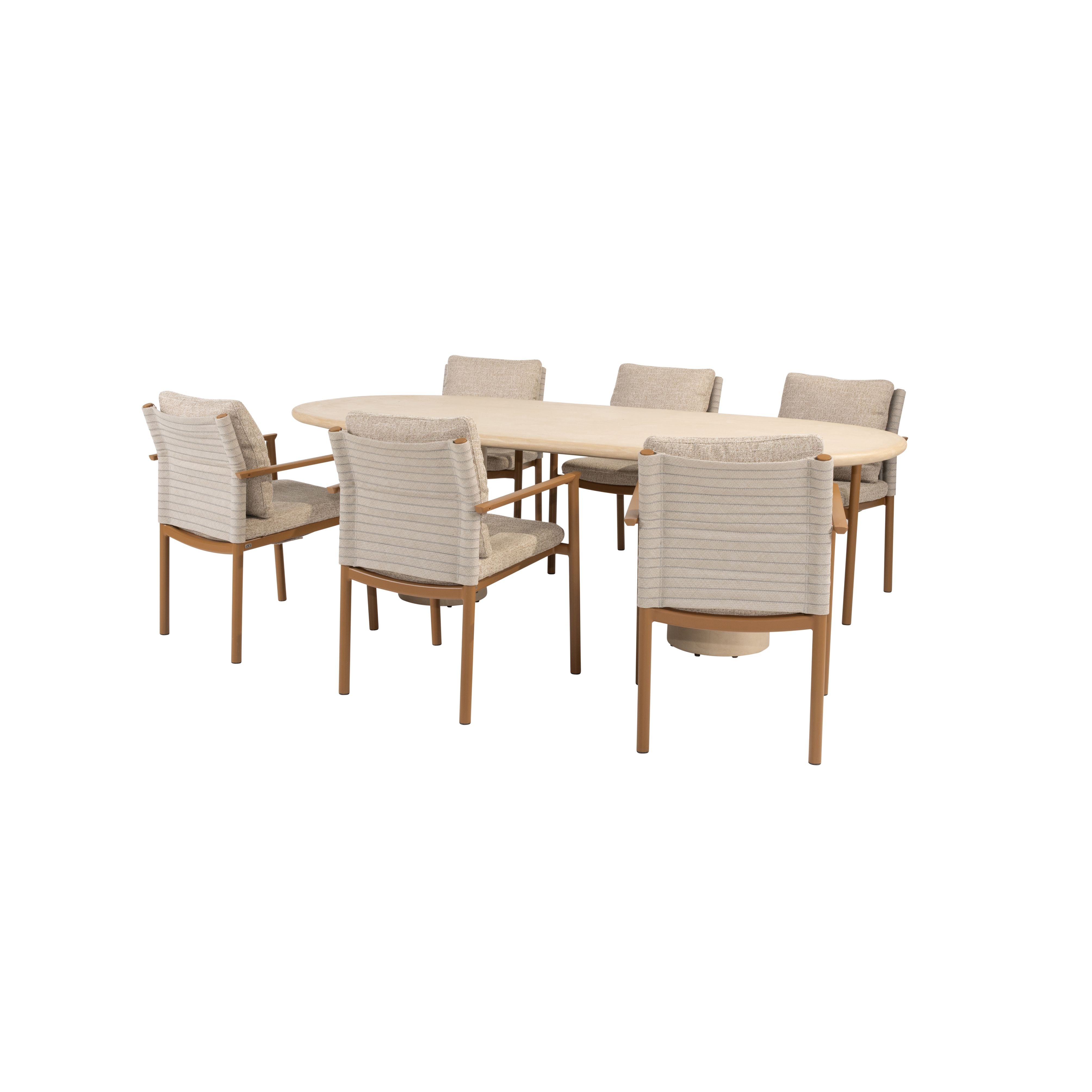 Tuinset Safina | Eettafel Hampton 240cm | 6x Eetstoel Safina