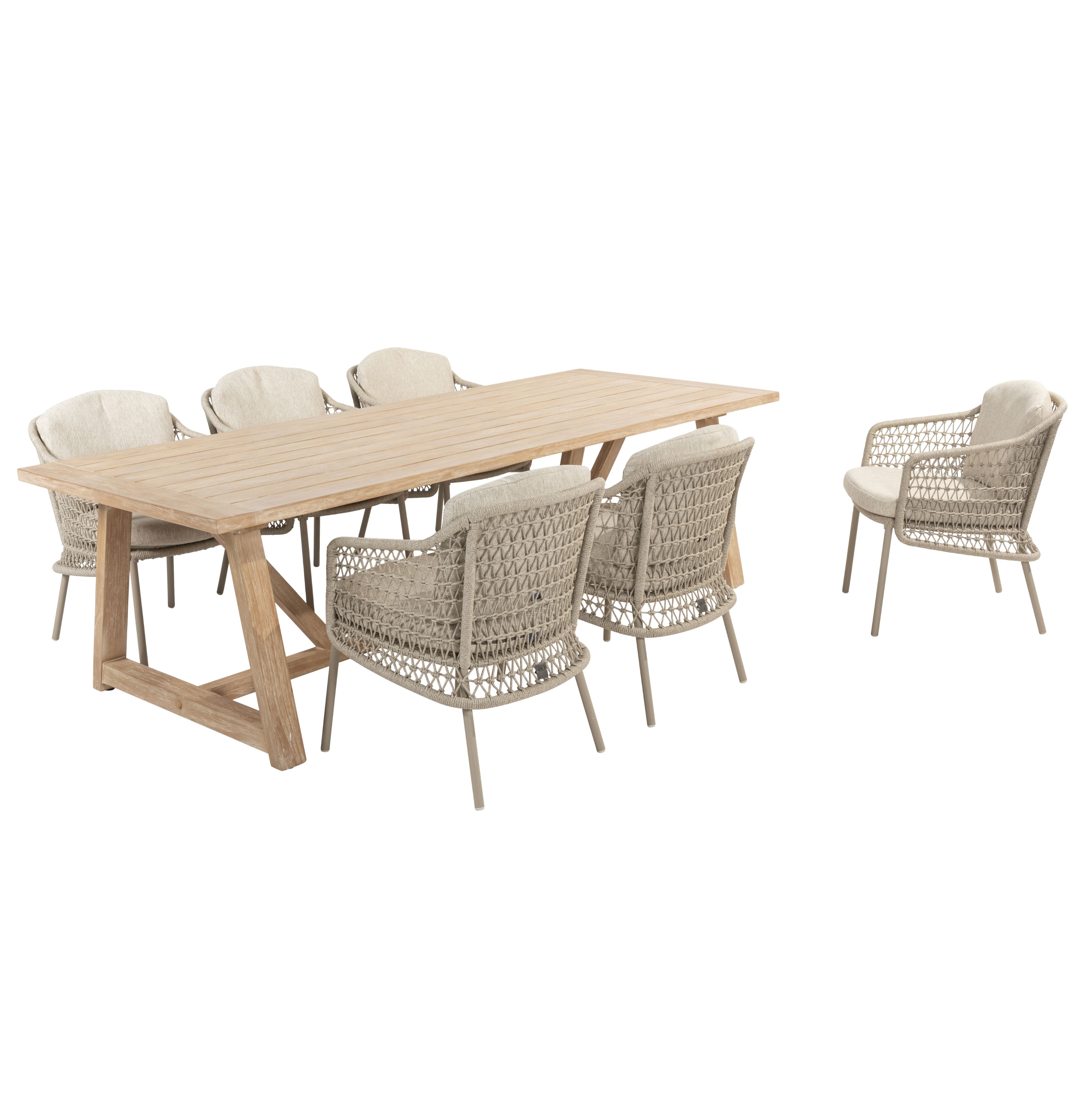 Tuinset Puccini | Eettafel Noah | 6x Eetstoel Puccini