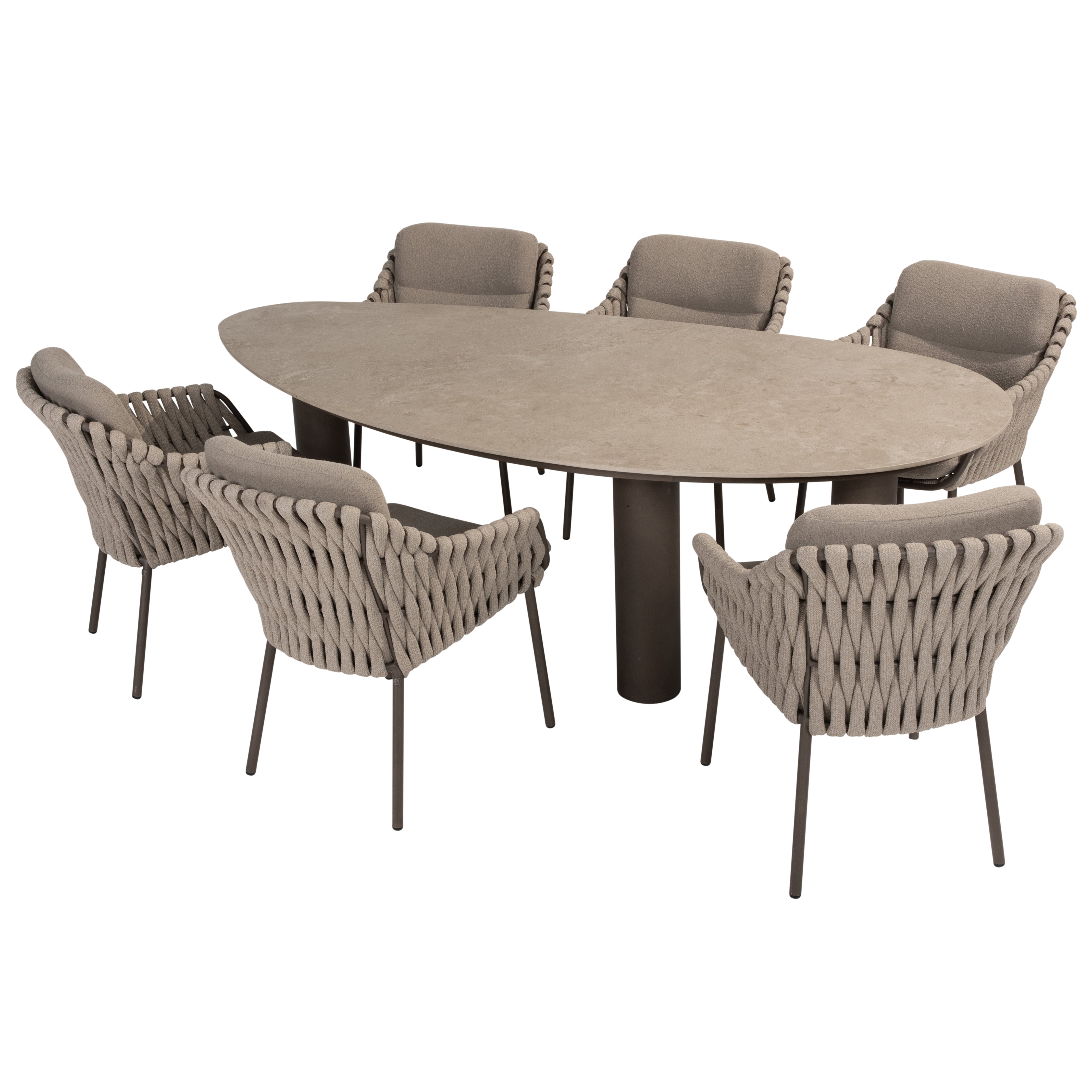 Tuinset Montera | Eettafel Arizona Organisch | 6x Eetstoel Montera