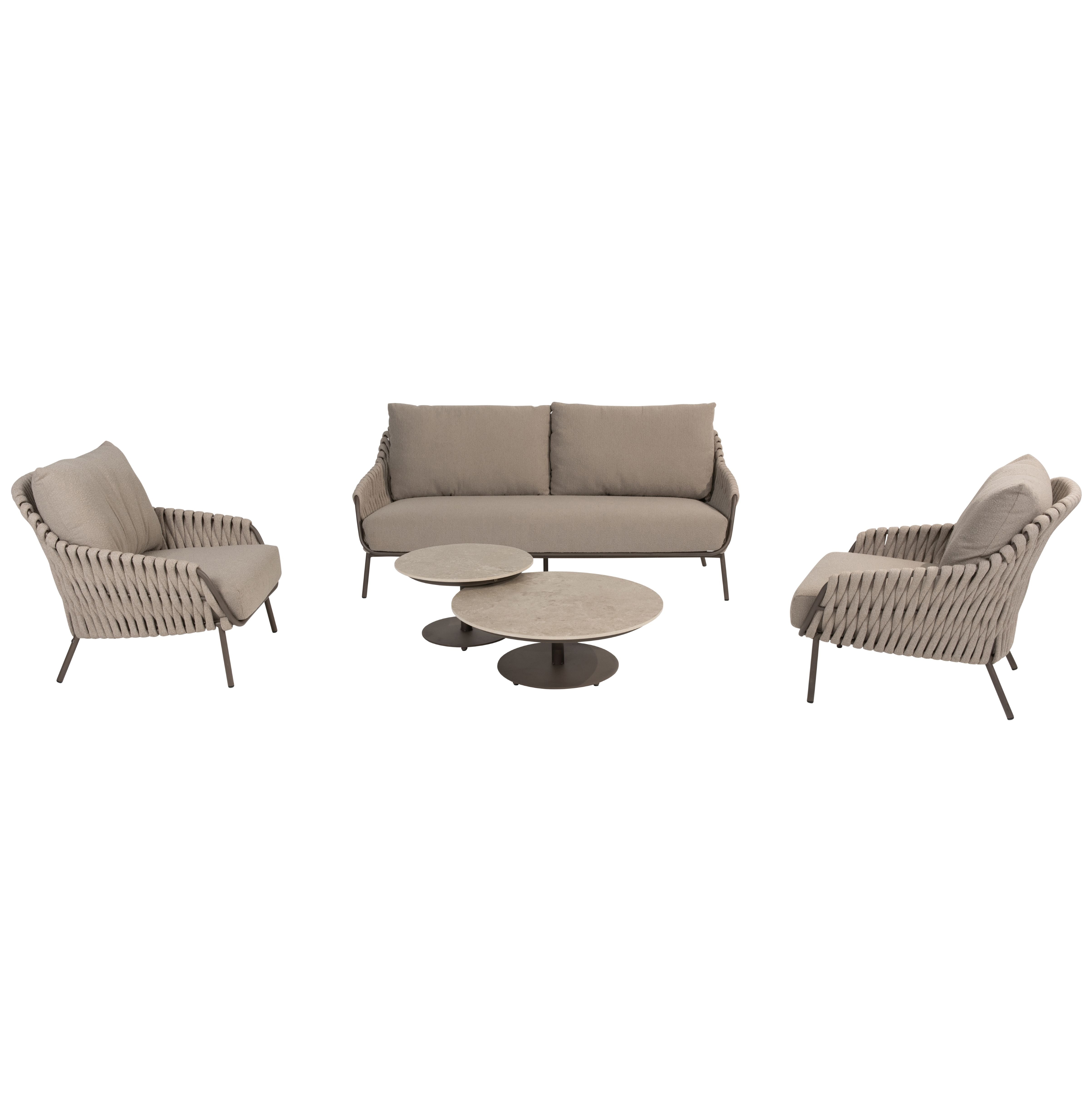 Loungeset Montera | Tuinbank | 2x Loungestoel | Salontafels Boaz