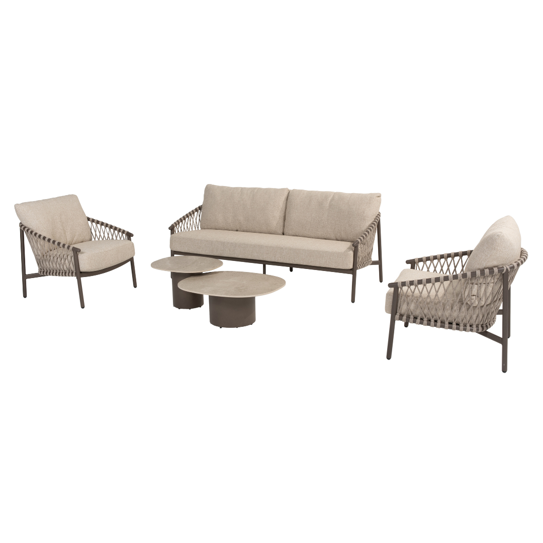 Loungeset Allora Terre | Tuinbank | 2x Loungestoel | 2x salontafel Sofie