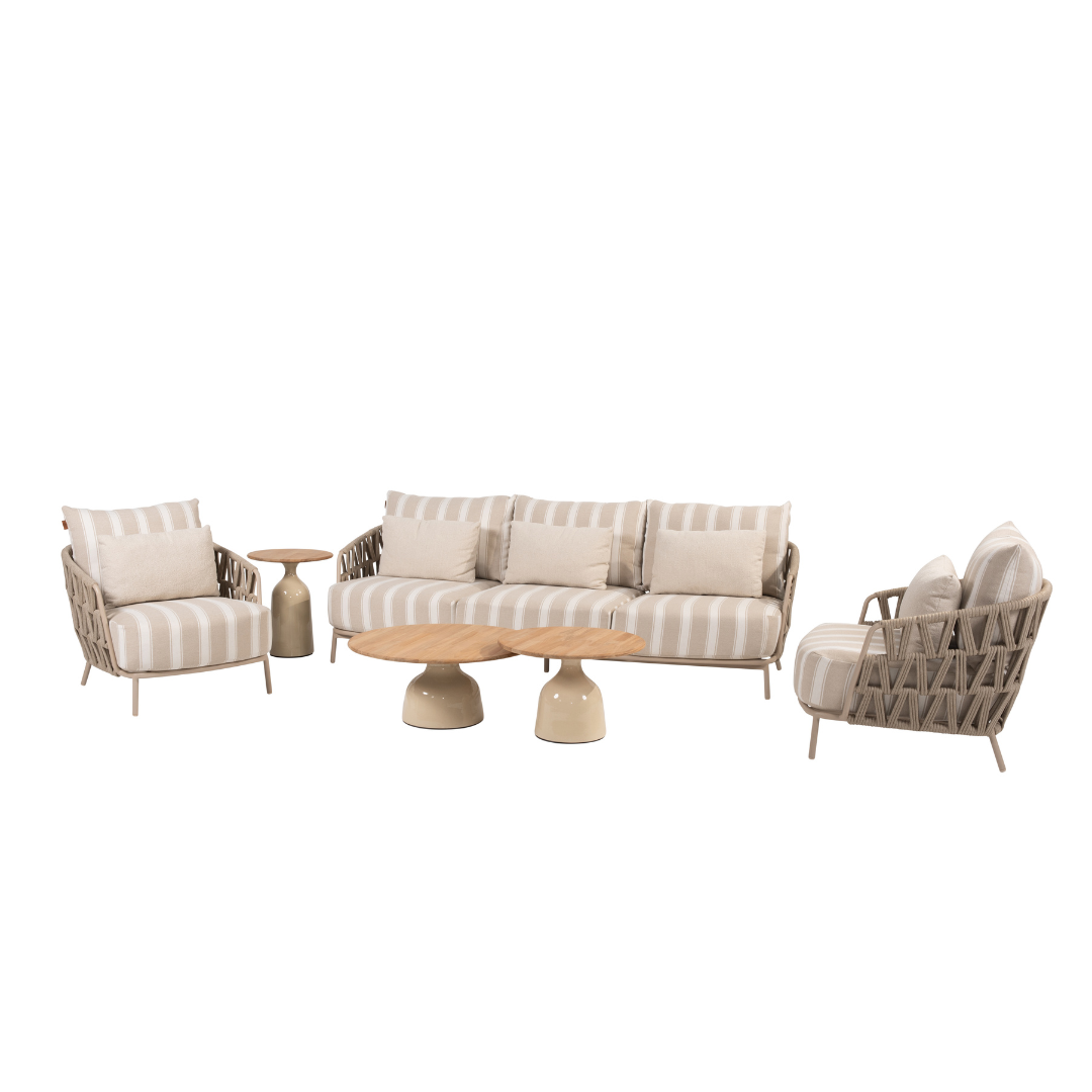 Loungeset Beverly Latte | Tuinbank | 2x Loungestoel | Salontafels June Latte