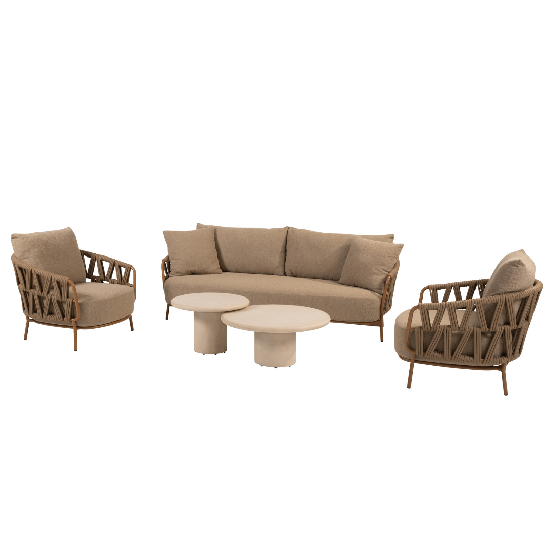 Loungeset Biarritz | Tuinbank | 2x Loungestoel | Salontafels Hampton