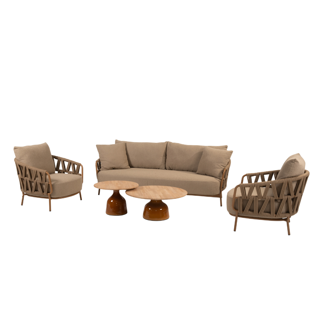 Loungeset Biarritz | Tuinbank | 2x Loungestoel | Salontafels June