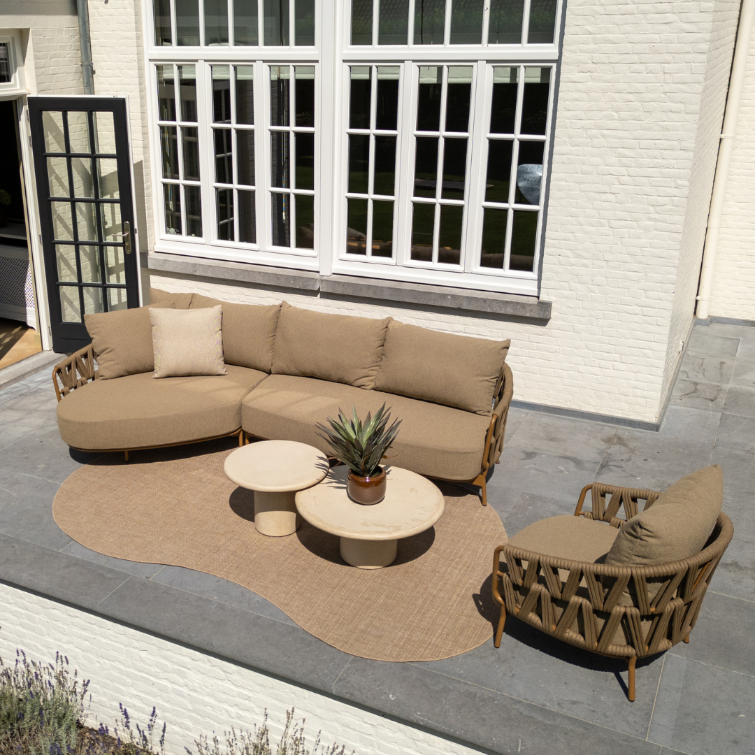 Loungeset Biarritz | Tuinbank Met Ligelement | 1x Loungestoel | Salontafels Hampton
