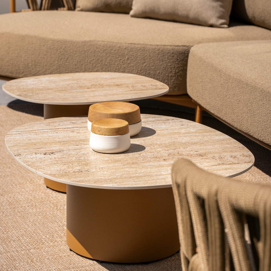 Loungeset Biarritz Amber | Tuinbank Met Ligelement | Salontafels Sofie Amber
