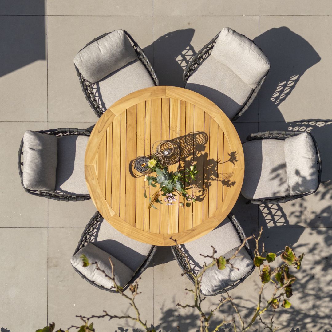 Low Dining Calpi | Low Dining Tafel Saba Rond | 6x Low Dining Stoel Calpi