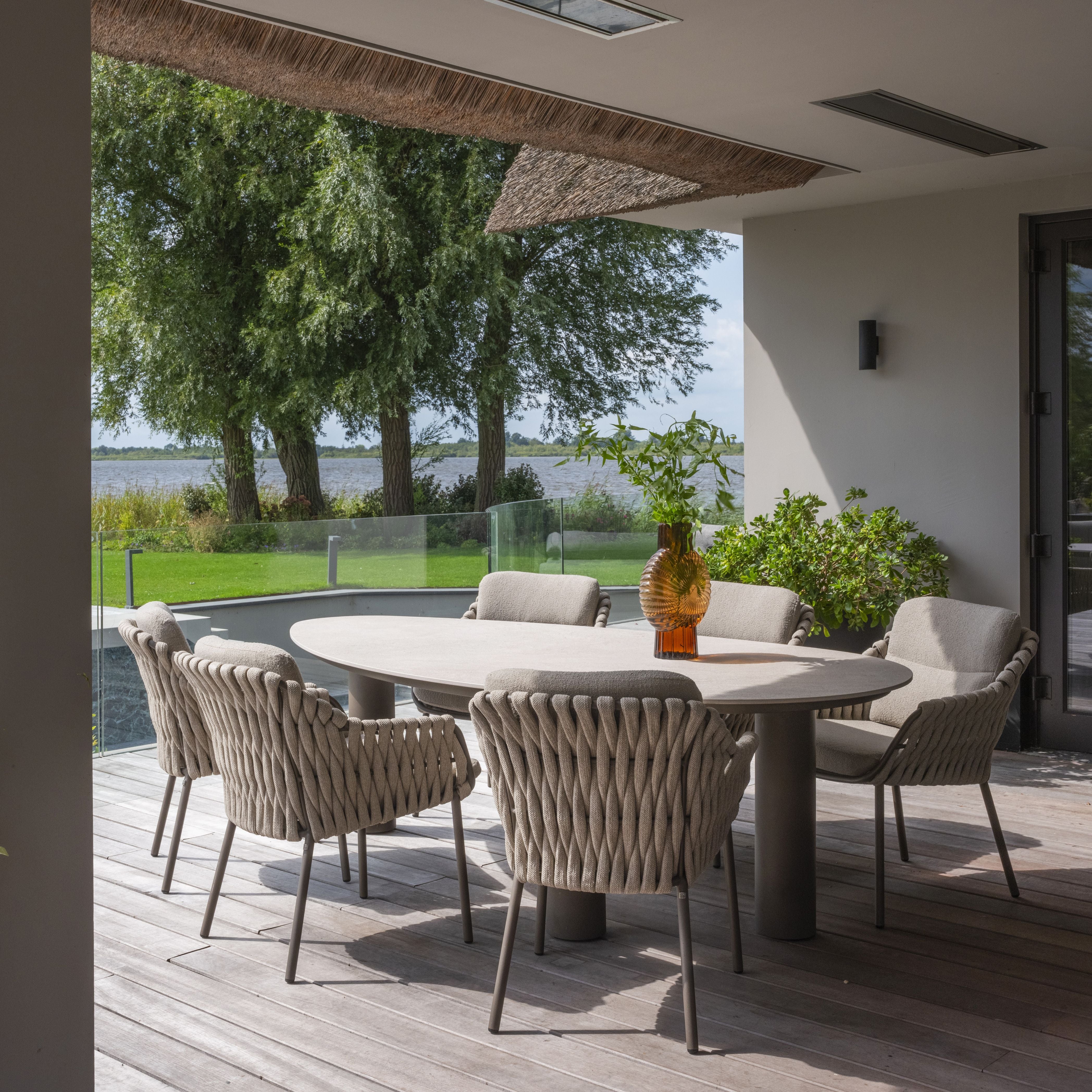 Tuinset Montera | Eettafel Arizona Organisch | 6x Eetstoel Montera