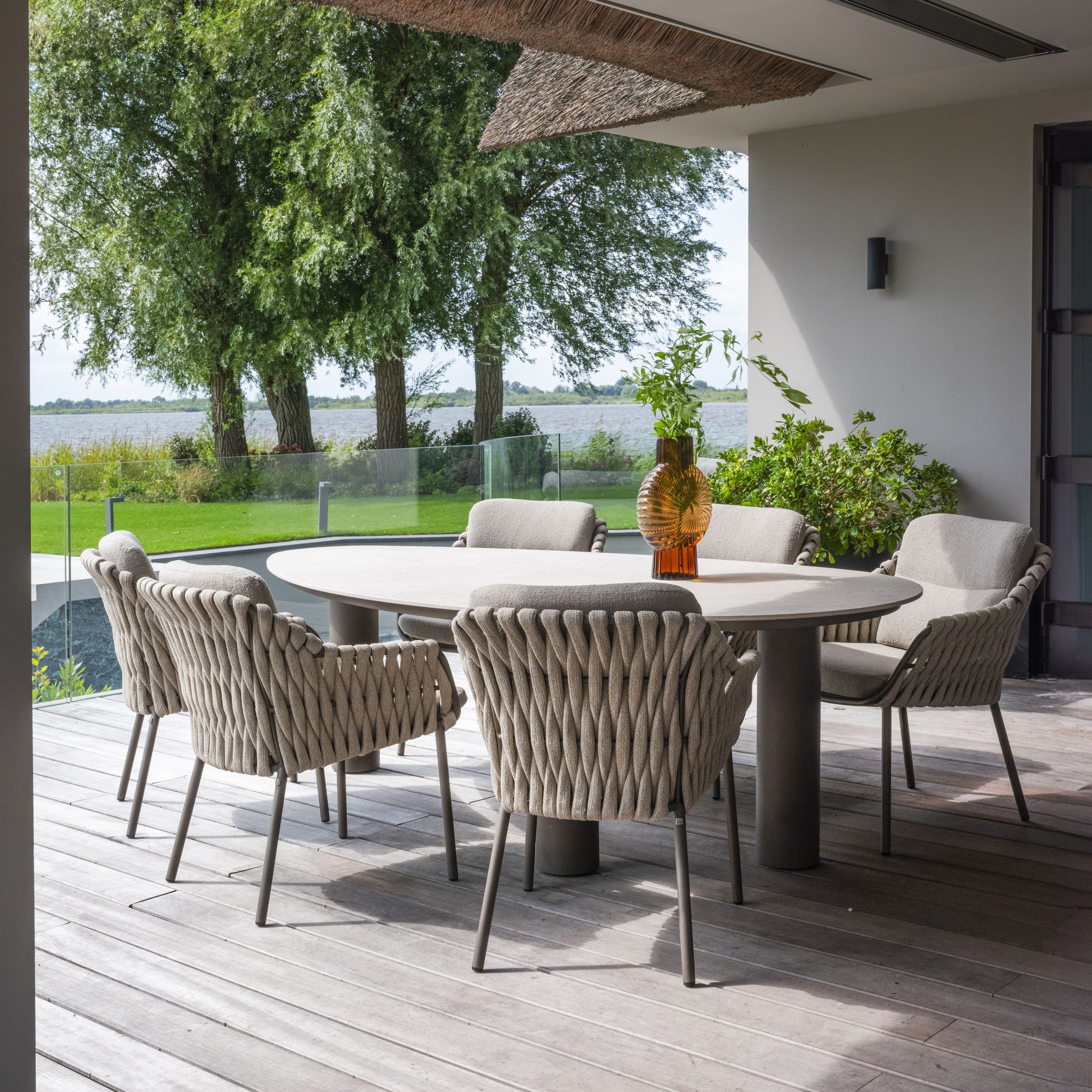 Tuinset Montera | Eettafel Arizona Organisch | 6x Eetstoel Montera