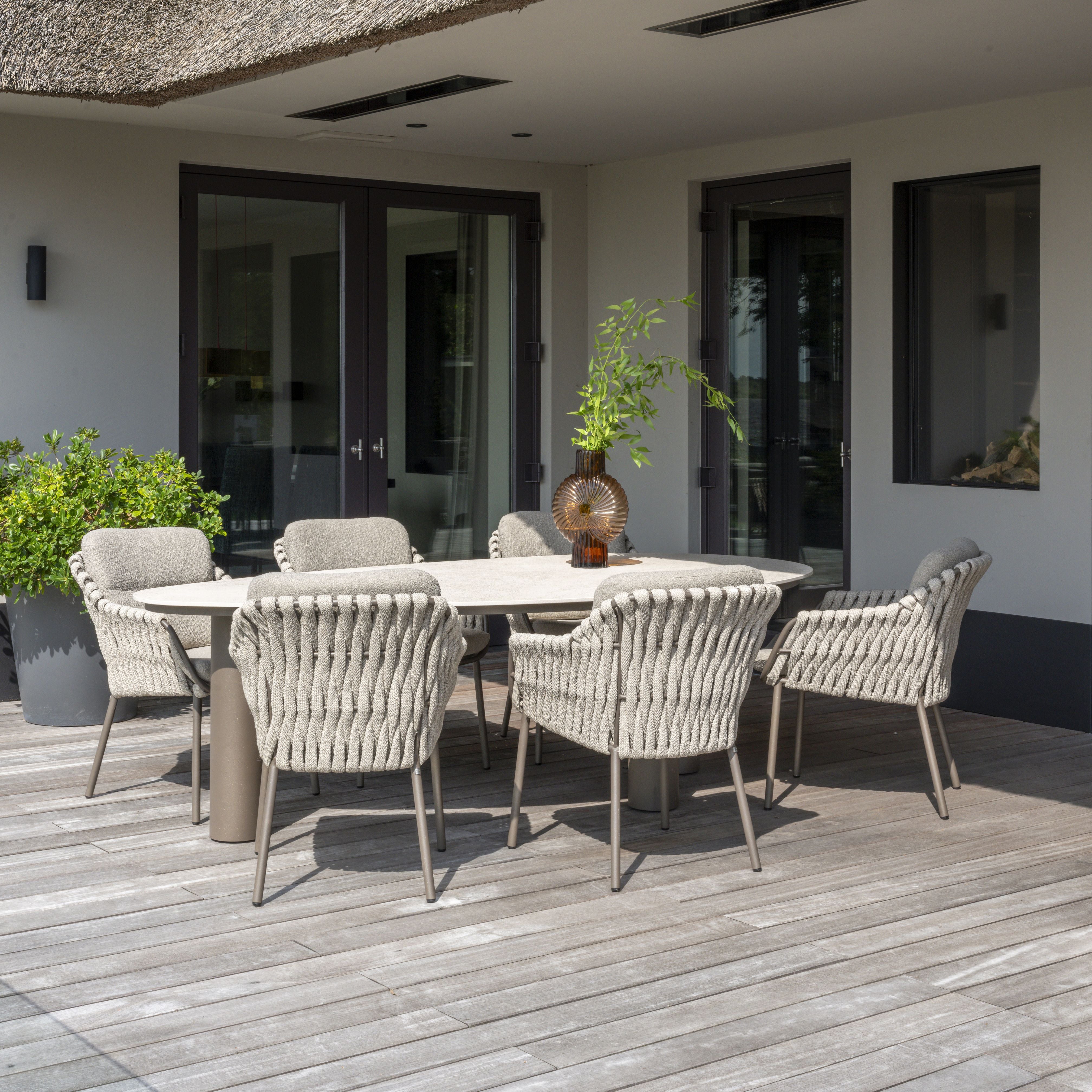 Tuinset Montera | Eettafel Arizona Organisch | 6x Eetstoel Montera