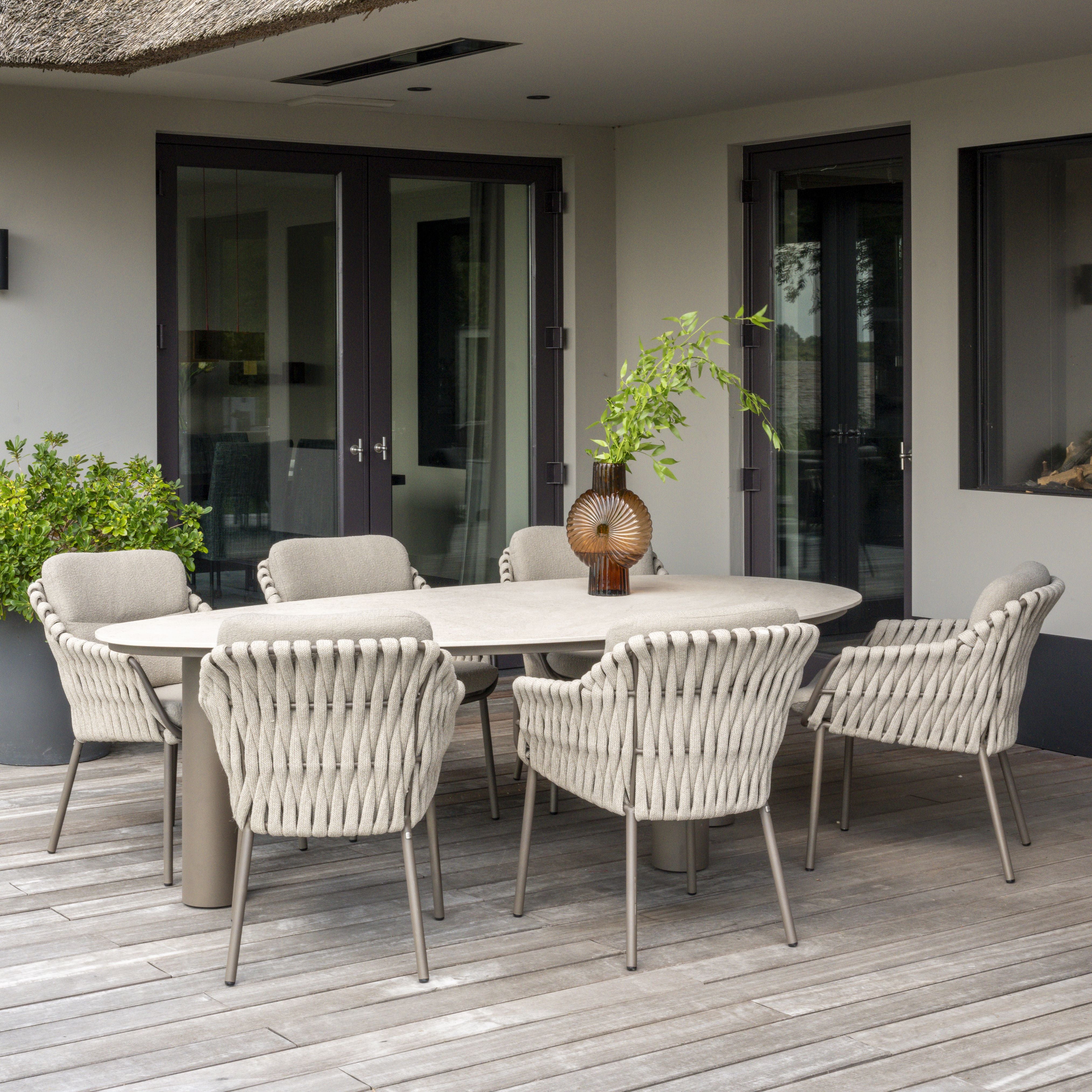 Tuinset Montera | Eettafel Arizona Organisch | 6x Eetstoel Montera