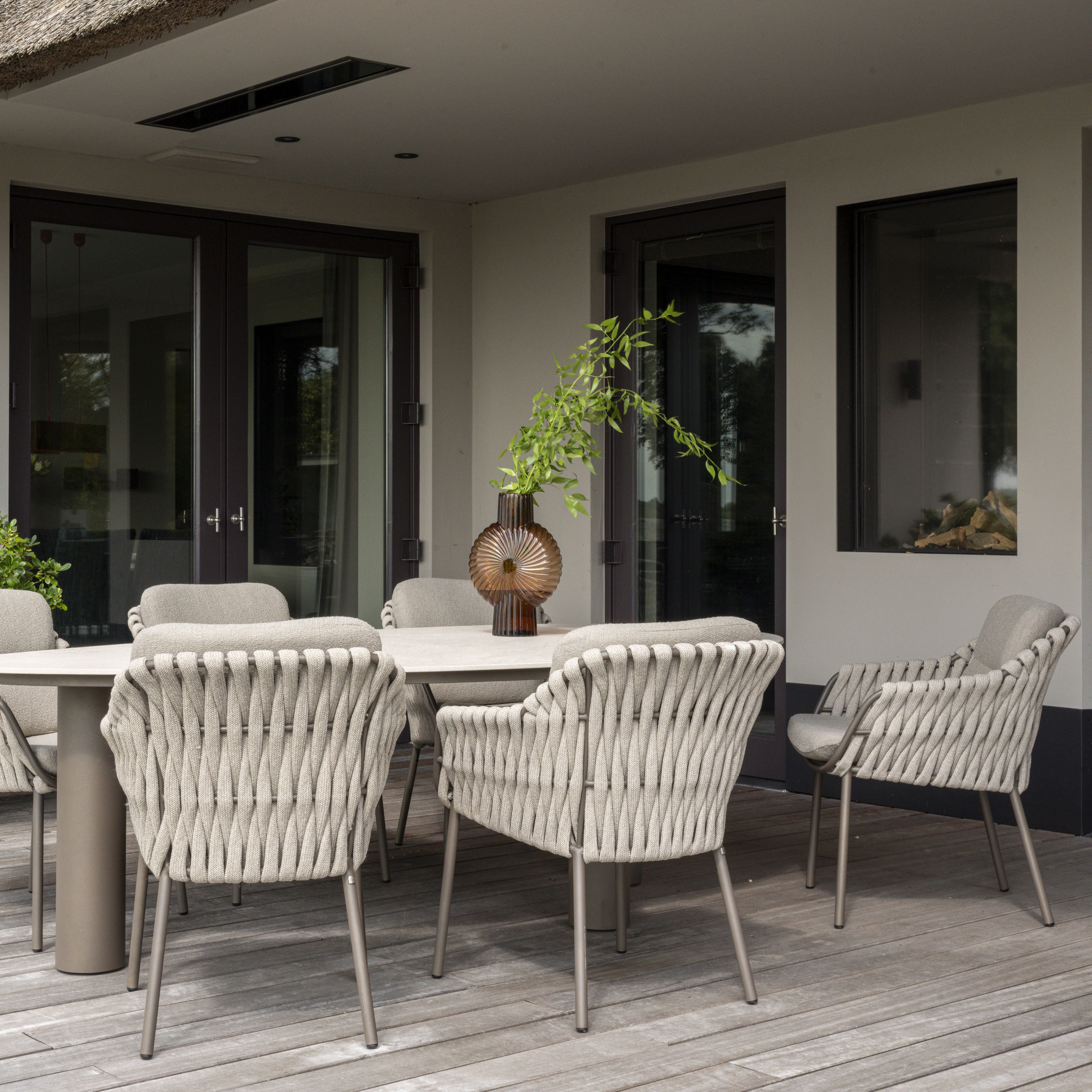 Tuinset Montera | Eettafel Arizona Organisch | 6x Eetstoel Montera