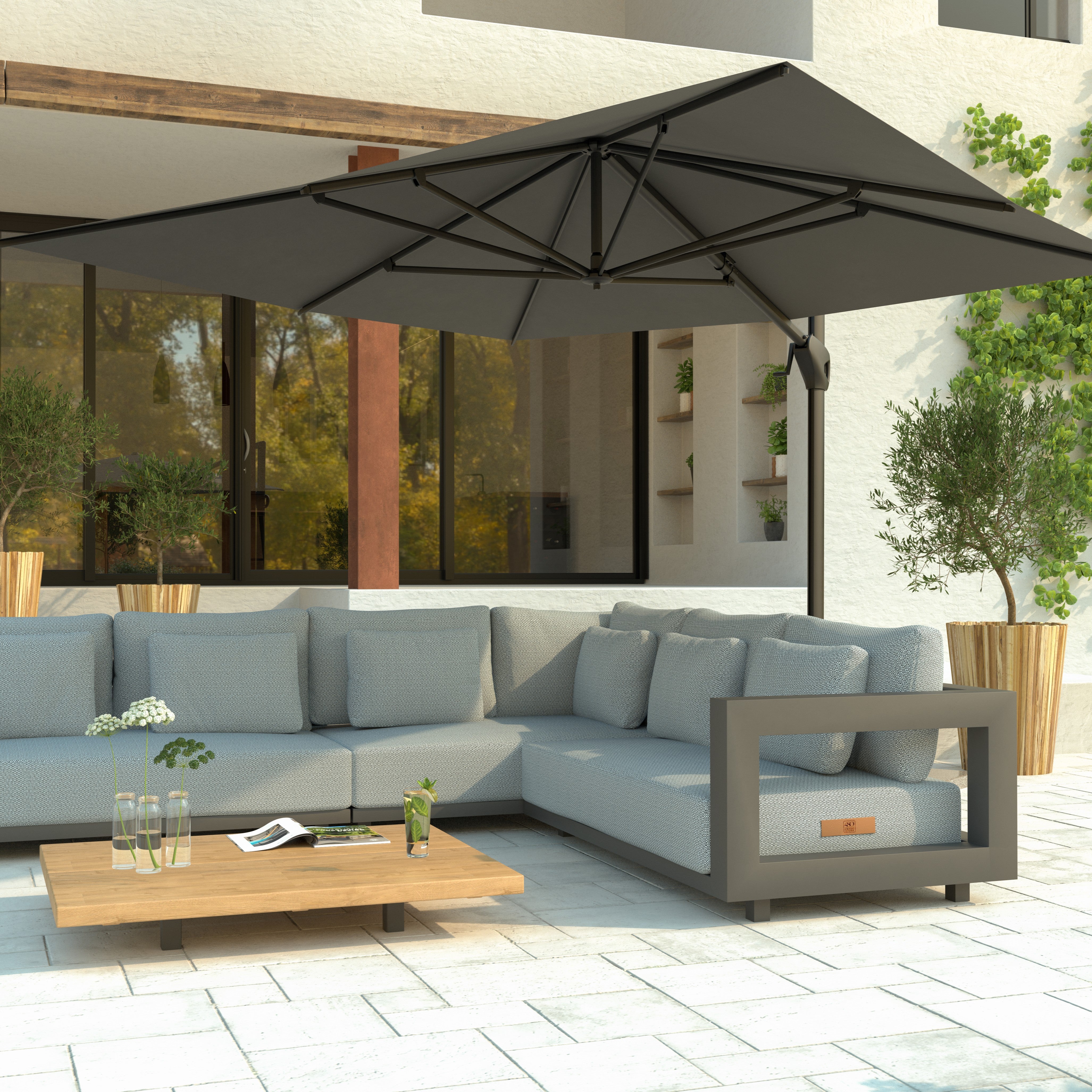 Parasol Hacienda Grijs 300x400