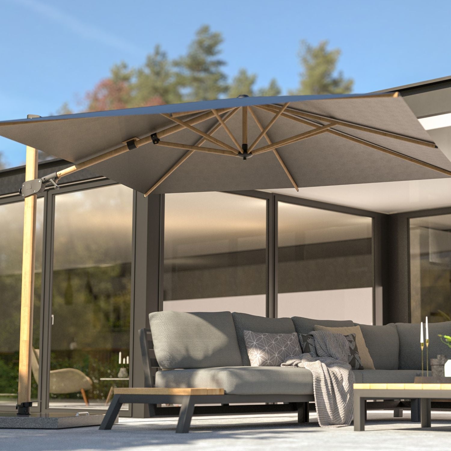 Parasol Siesta Houtlook Grijs 300x300