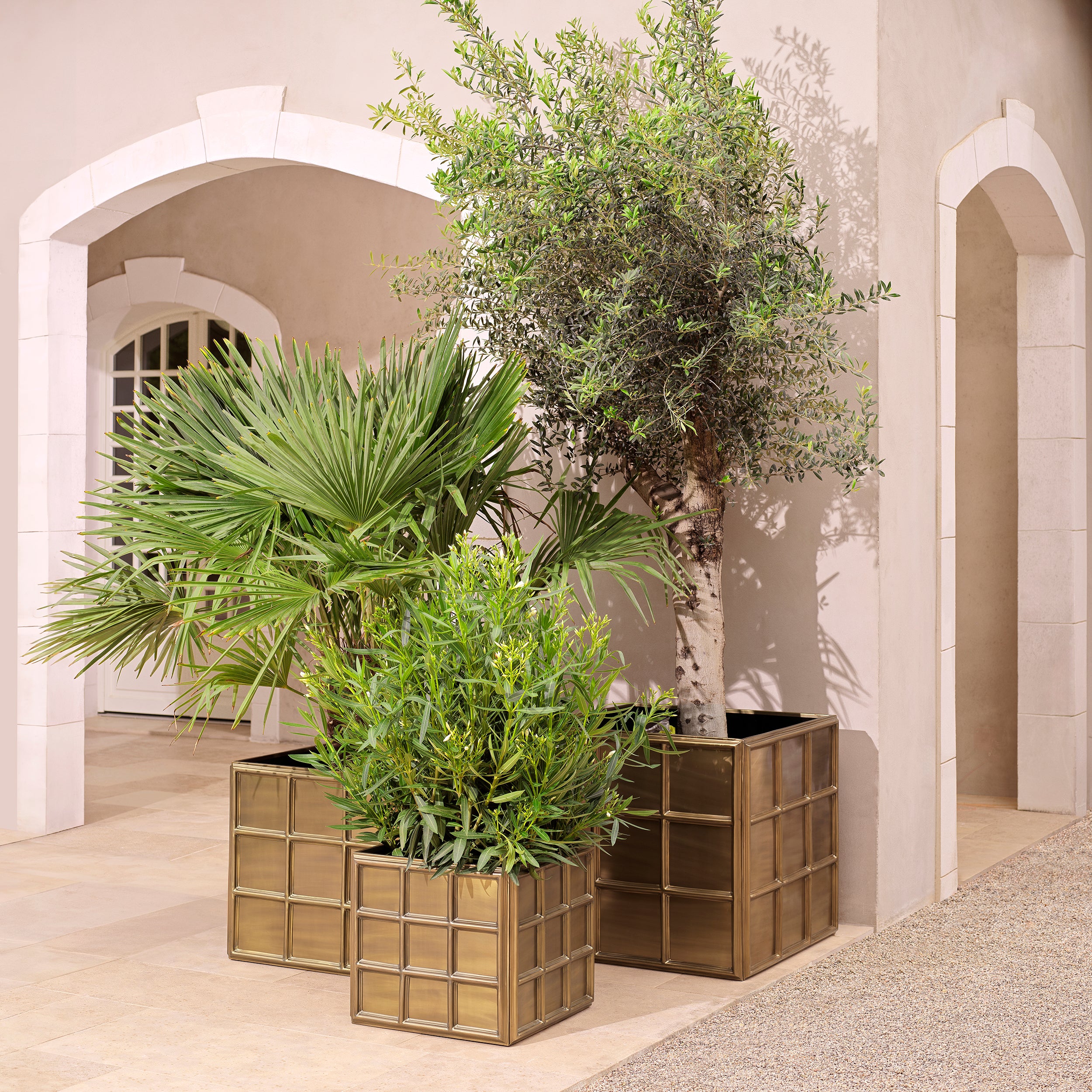 Plantenbak Grid Goud L