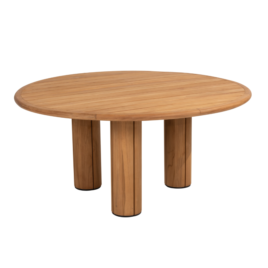 Tuinset Allora Latte | Eettafel Corsica Rond | 6x Eetstoel Allora Latte