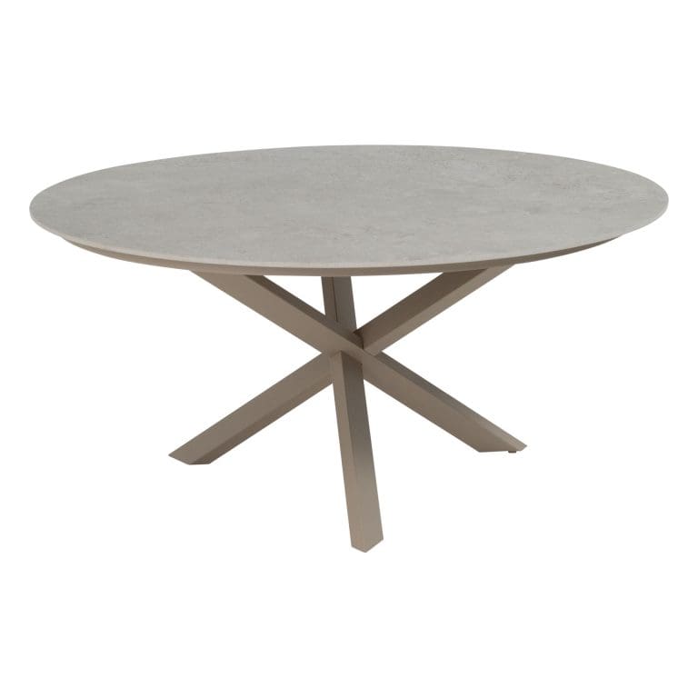 Tuinset Bernini Latte | Eettafel Prado Ø160cm | 6x Eetstoel Bernini Latte