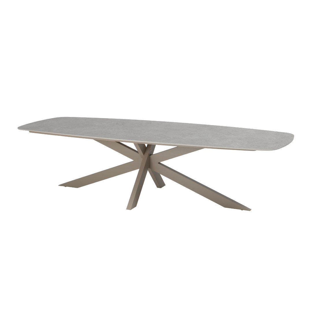 Tuinset Beverly Latte | Eettafel Prado 300cm | 6x Eetstoel Beverly