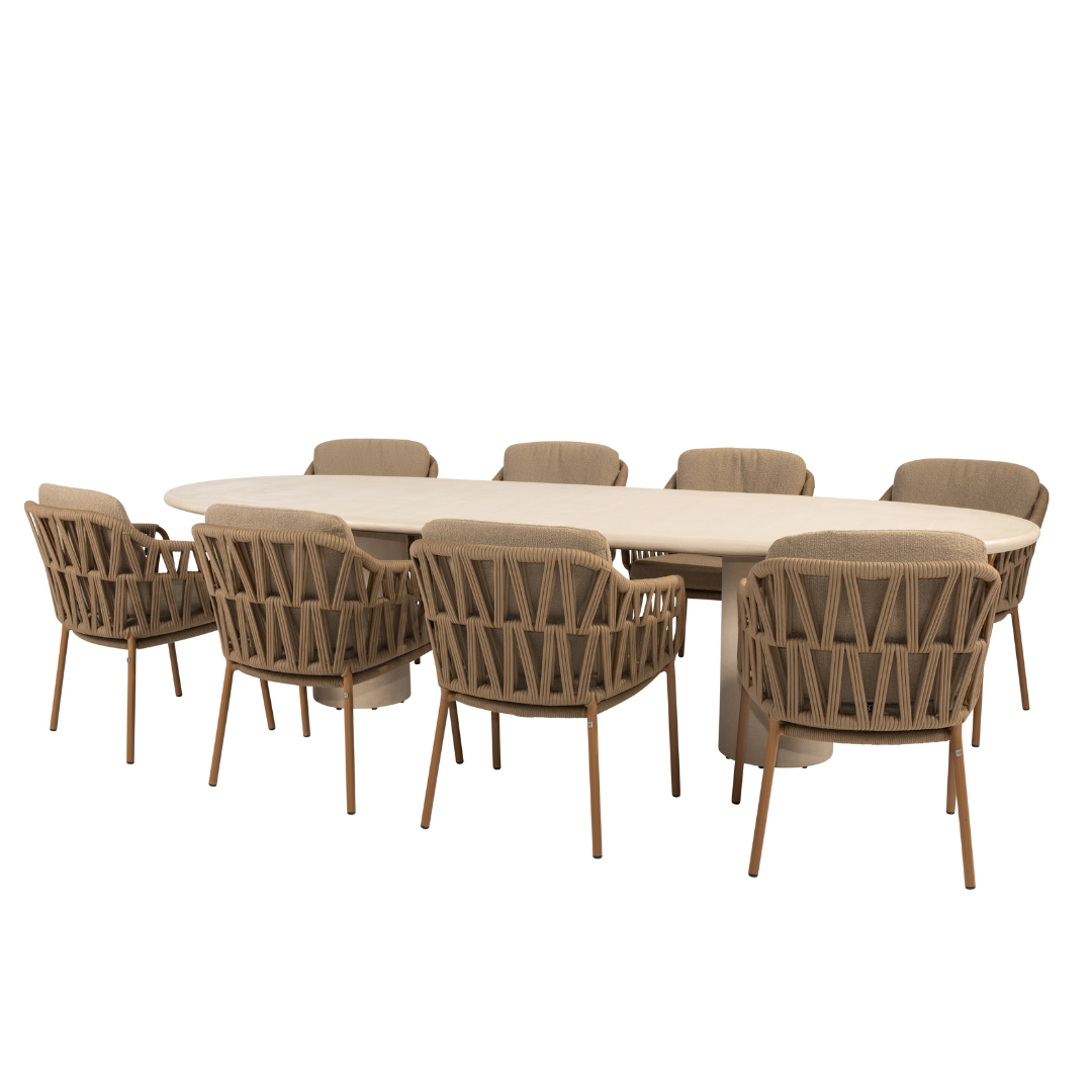 Tuinset Biarritz | Eettafel Hampton 300cm | 8x Eetstoel Biarritz
