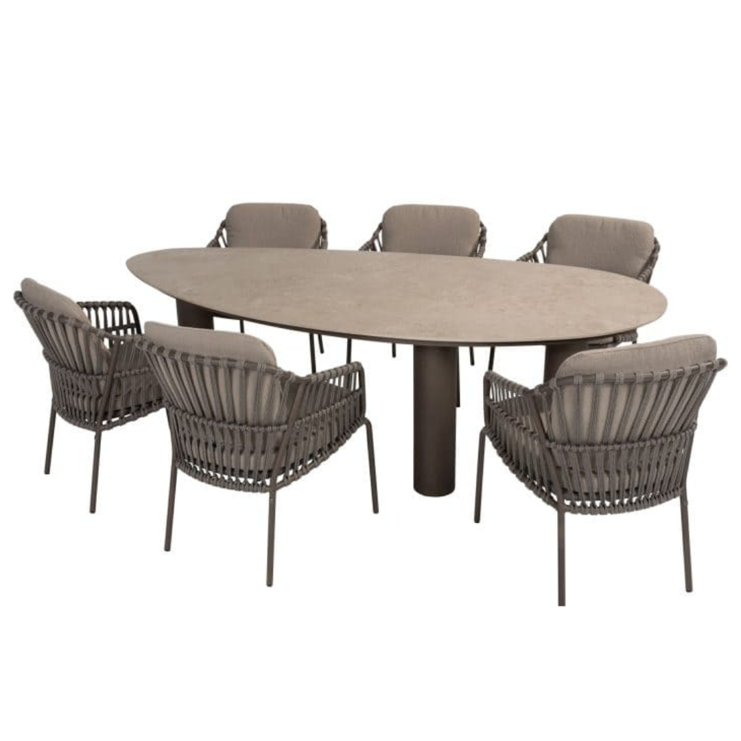 Tuinset Capalbio | Eettafel Arizona Organisch | 6x Eetstoel Capalbio