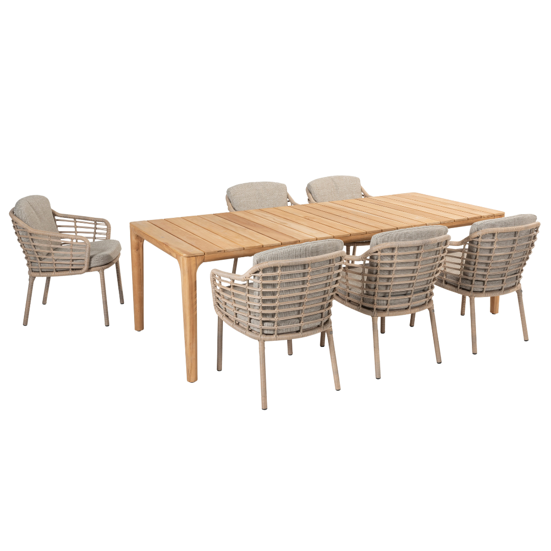 Tuinset Como | Eettafel Liam | 6x Eetstoel Como