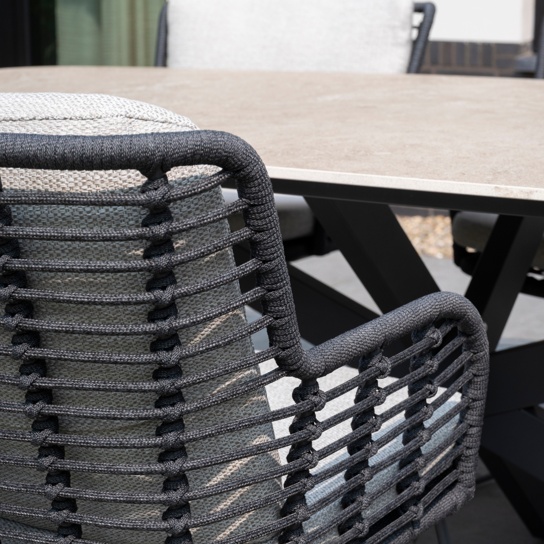 Tuinset Fabrice | Eettafel Prado 240cm | 6x Eetstoel Fabrice Antraciet